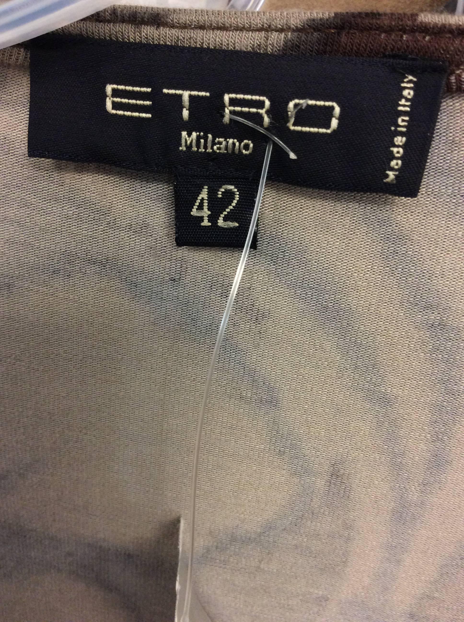 Etro Brown Print Wrap Dress For Sale 2