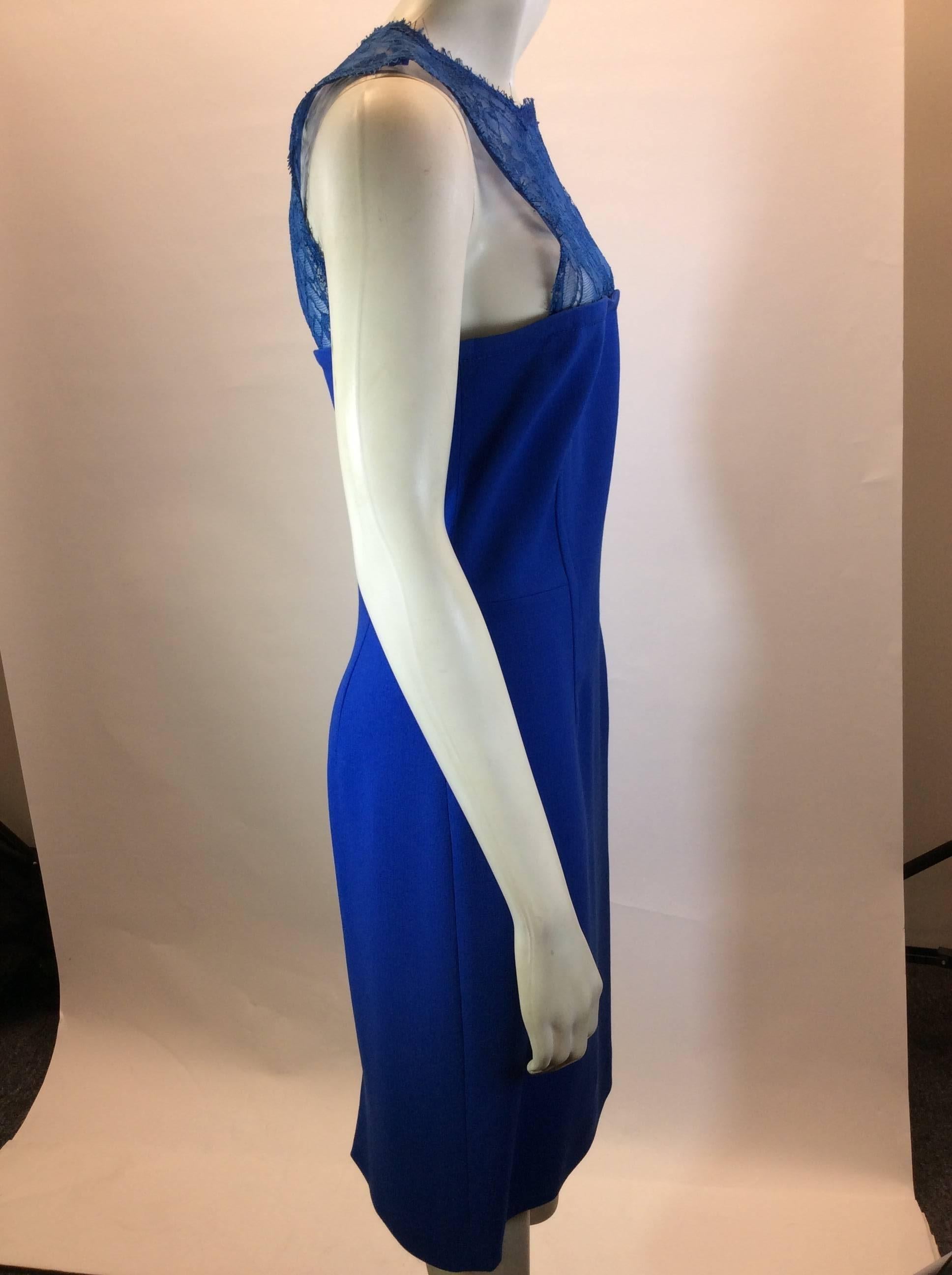 Emilio Pucci Royal Blue Crepe Lace Dress In Excellent Condition For Sale In Narberth, PA
