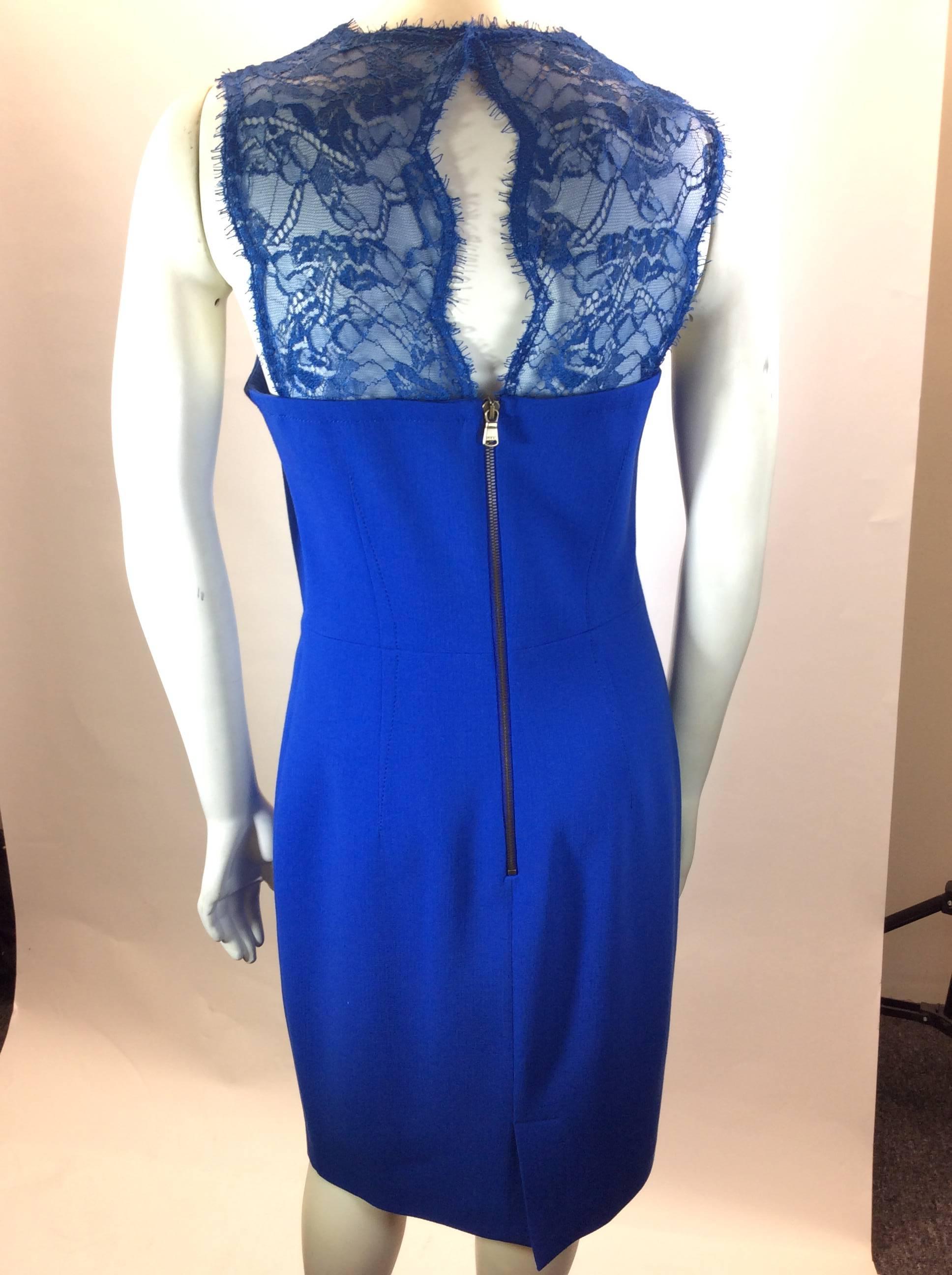 Women's Emilio Pucci Royal Blue Crepe Lace Dress For Sale