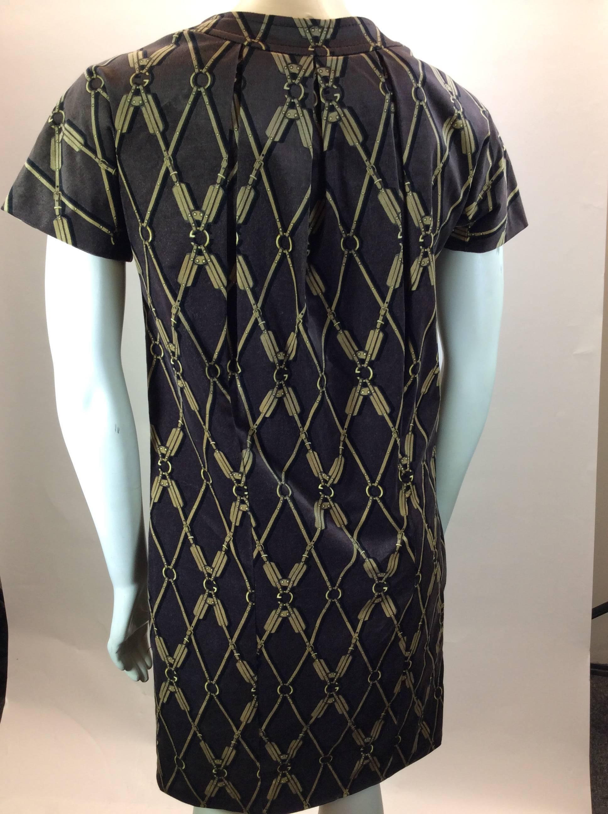Gucci Brown Velvet Patterned Dress In Excellent Condition For Sale In Narberth, PA