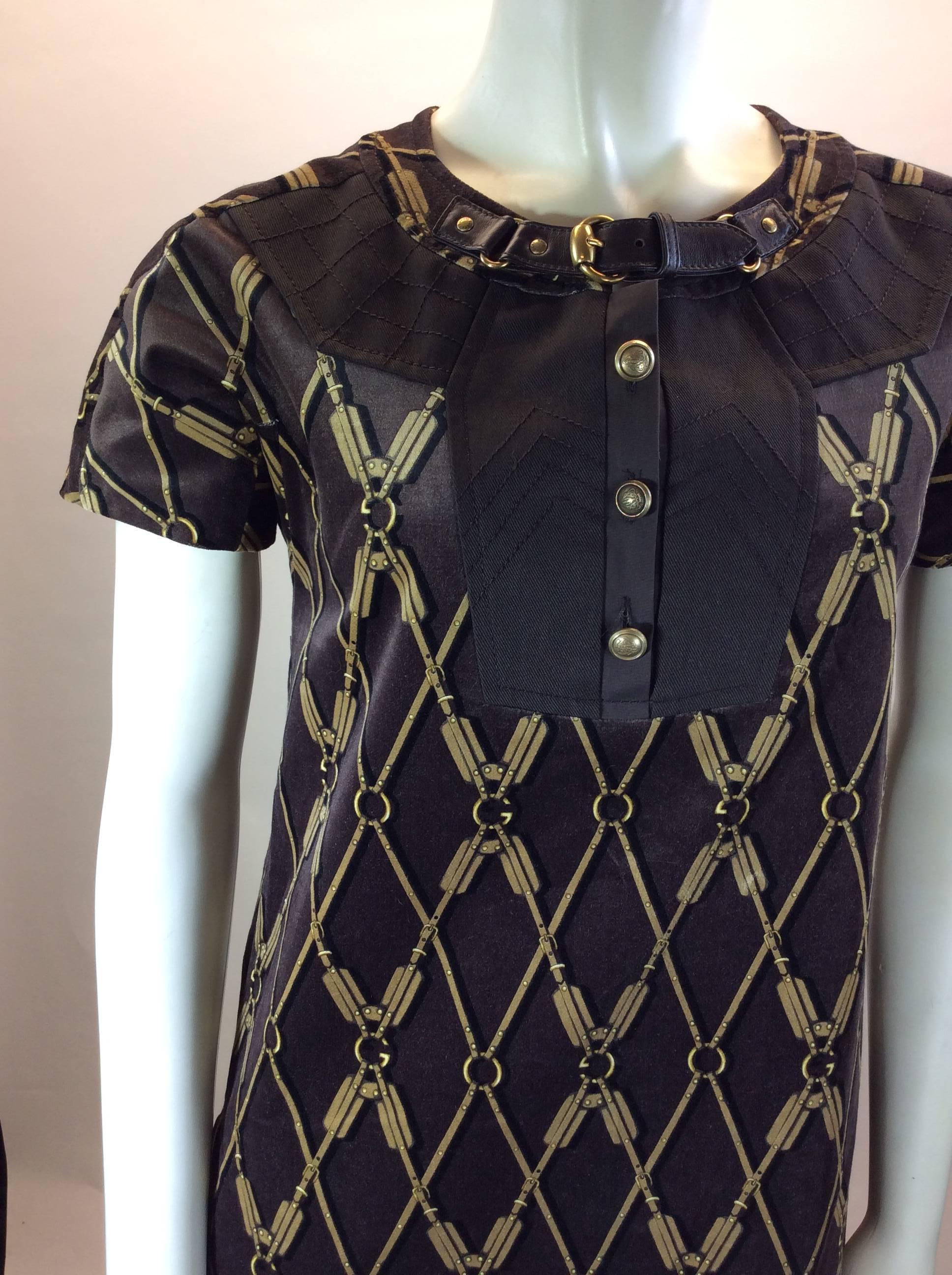 Gucci Brown Velvet Patterned Dress For Sale 1