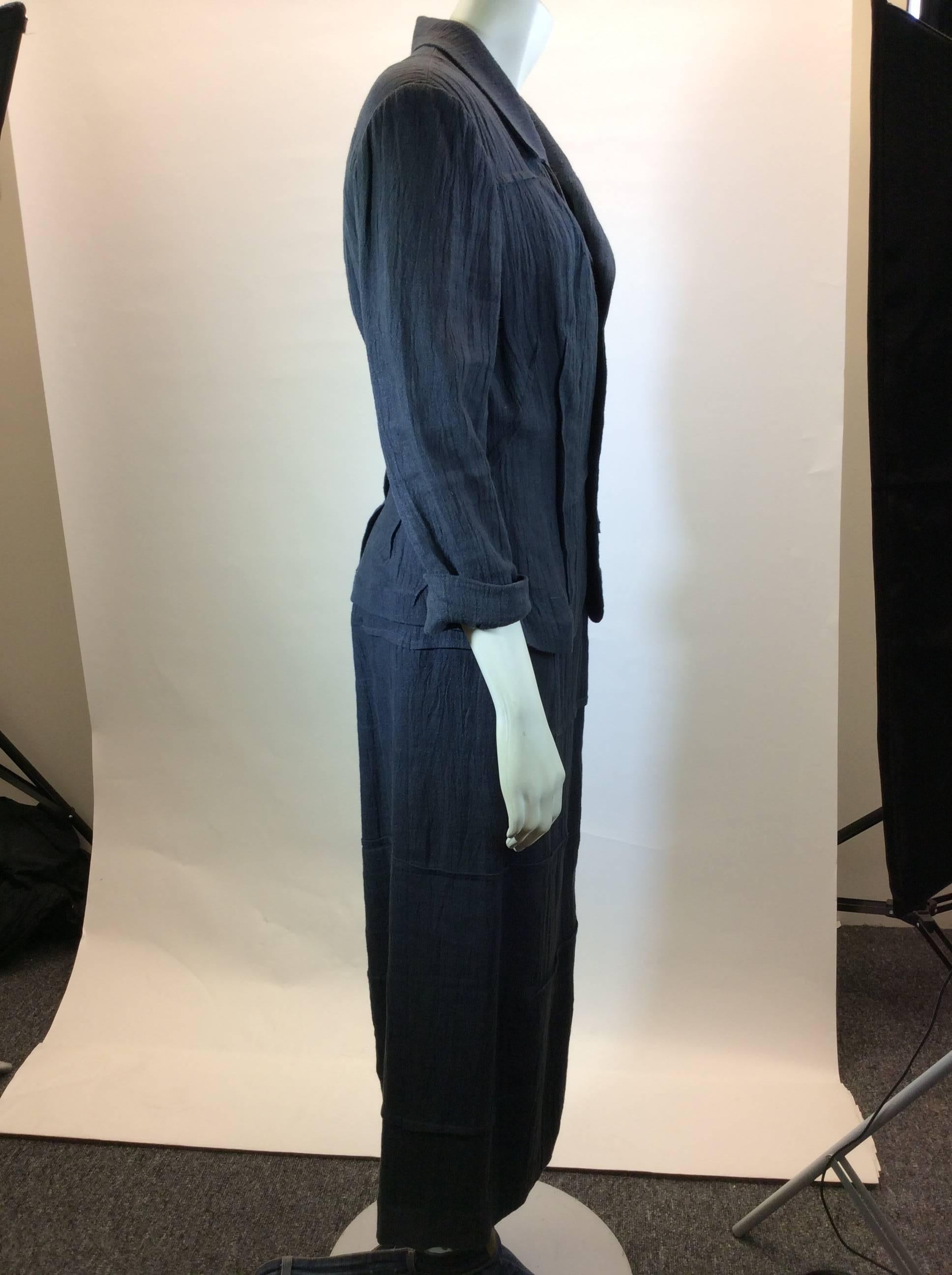 Black Matsuda Grey Linen Jacket and Long Skirt Set For Sale