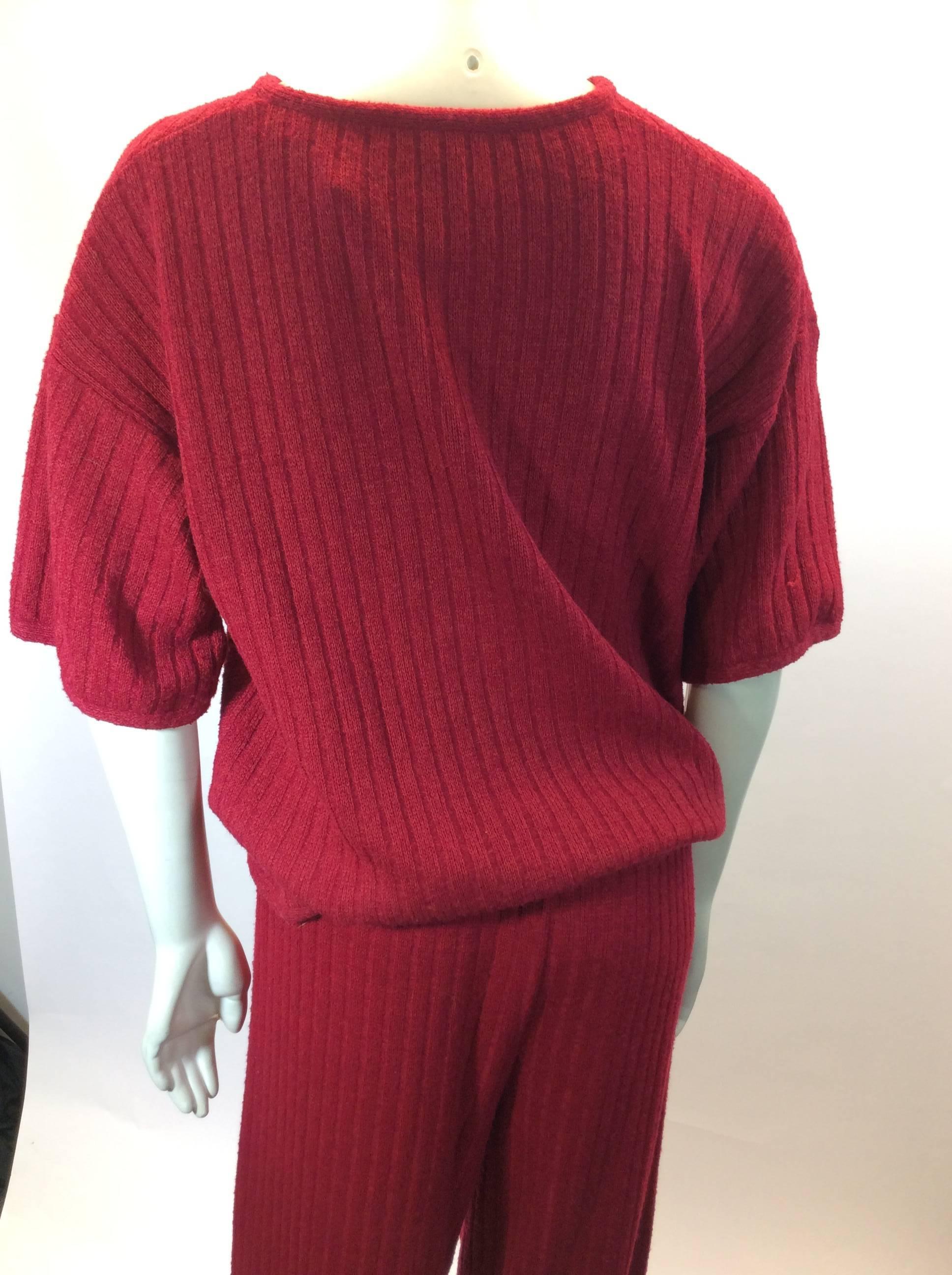 Missoni Red Knit Two Piece Sweater and Pant Set For Sale 1