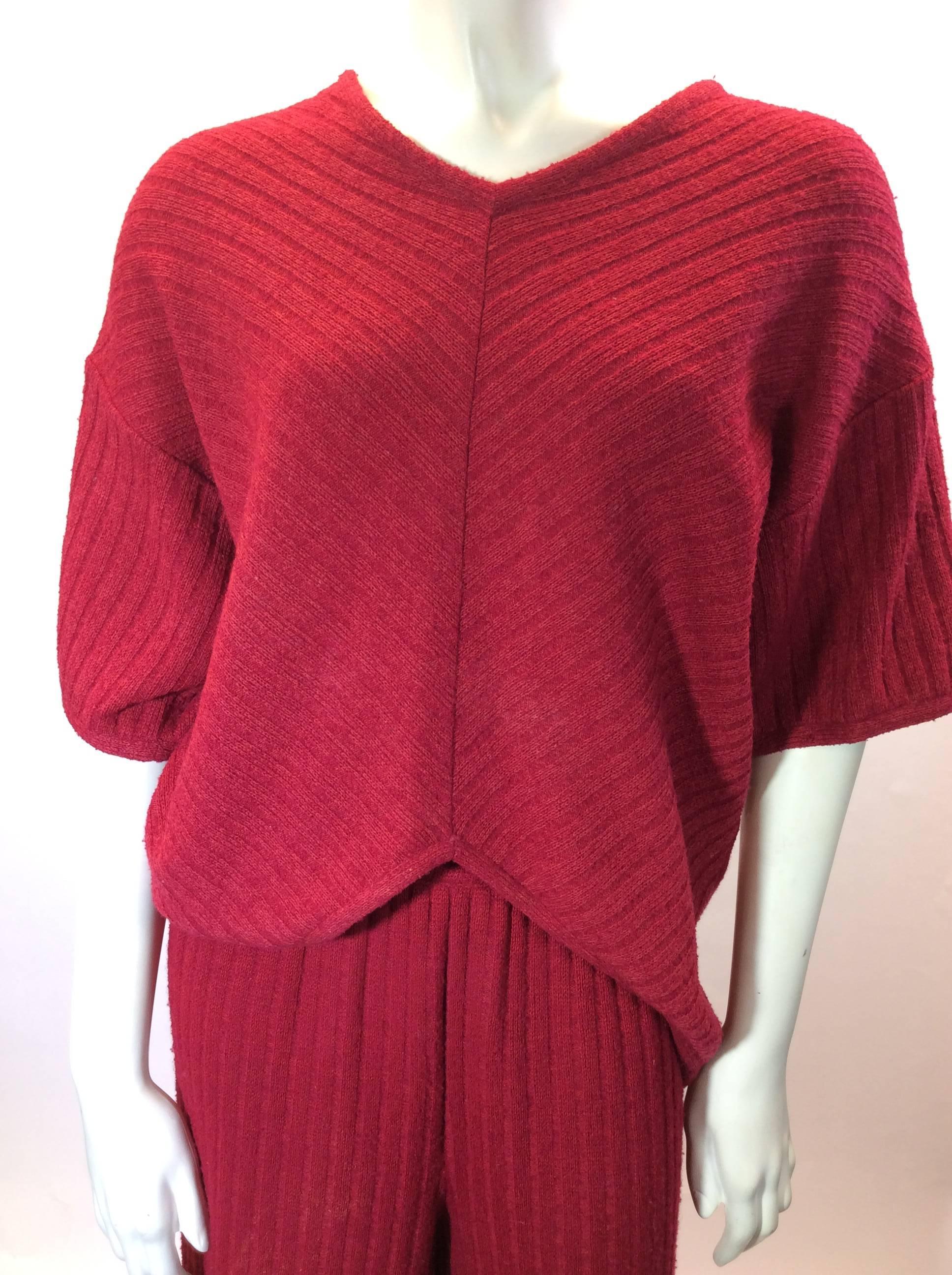 Missoni Red Knit Two Piece Sweater and Pant Set For Sale 2