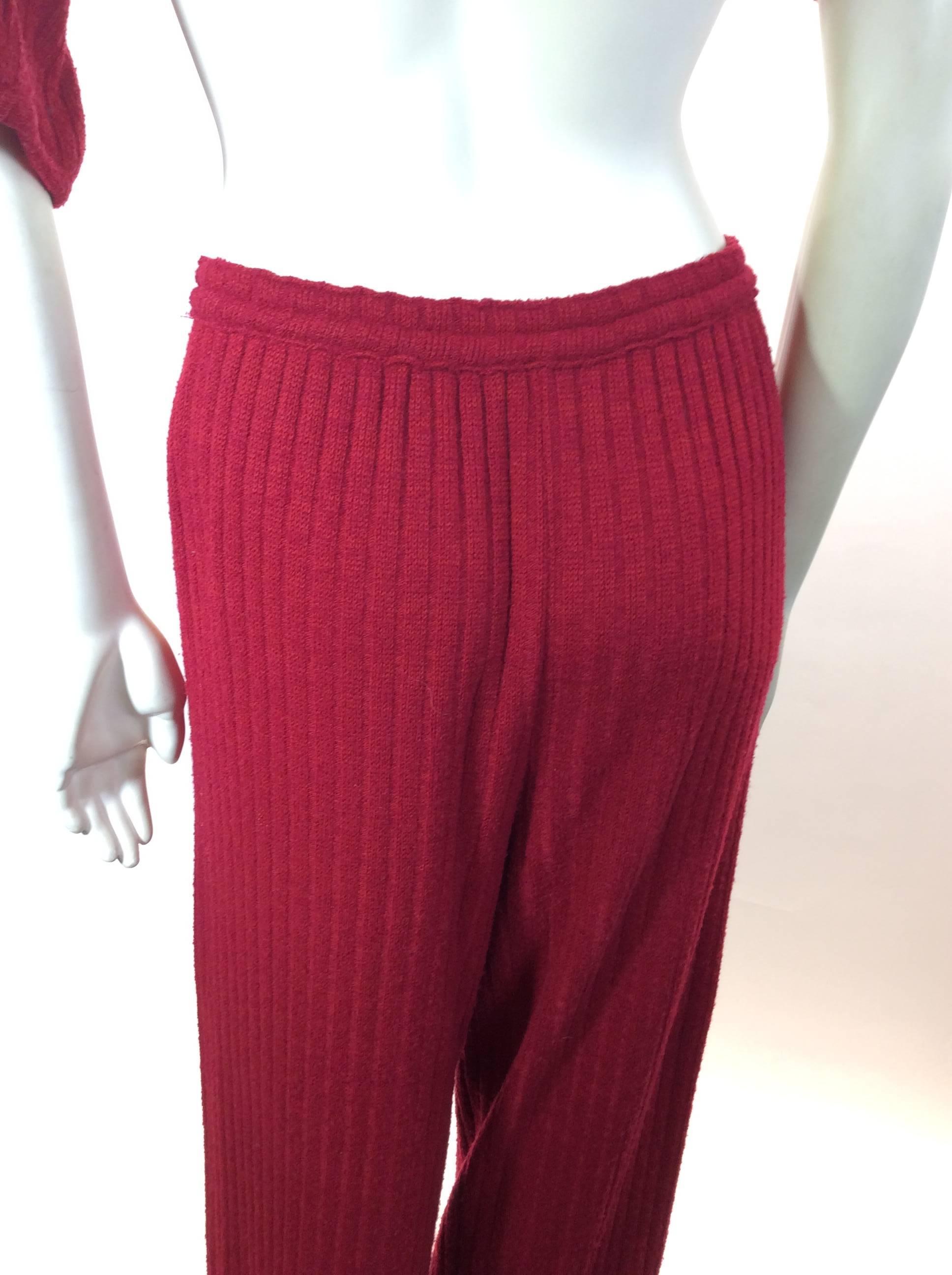 Women's Missoni Red Knit Two Piece Sweater and Pant Set For Sale