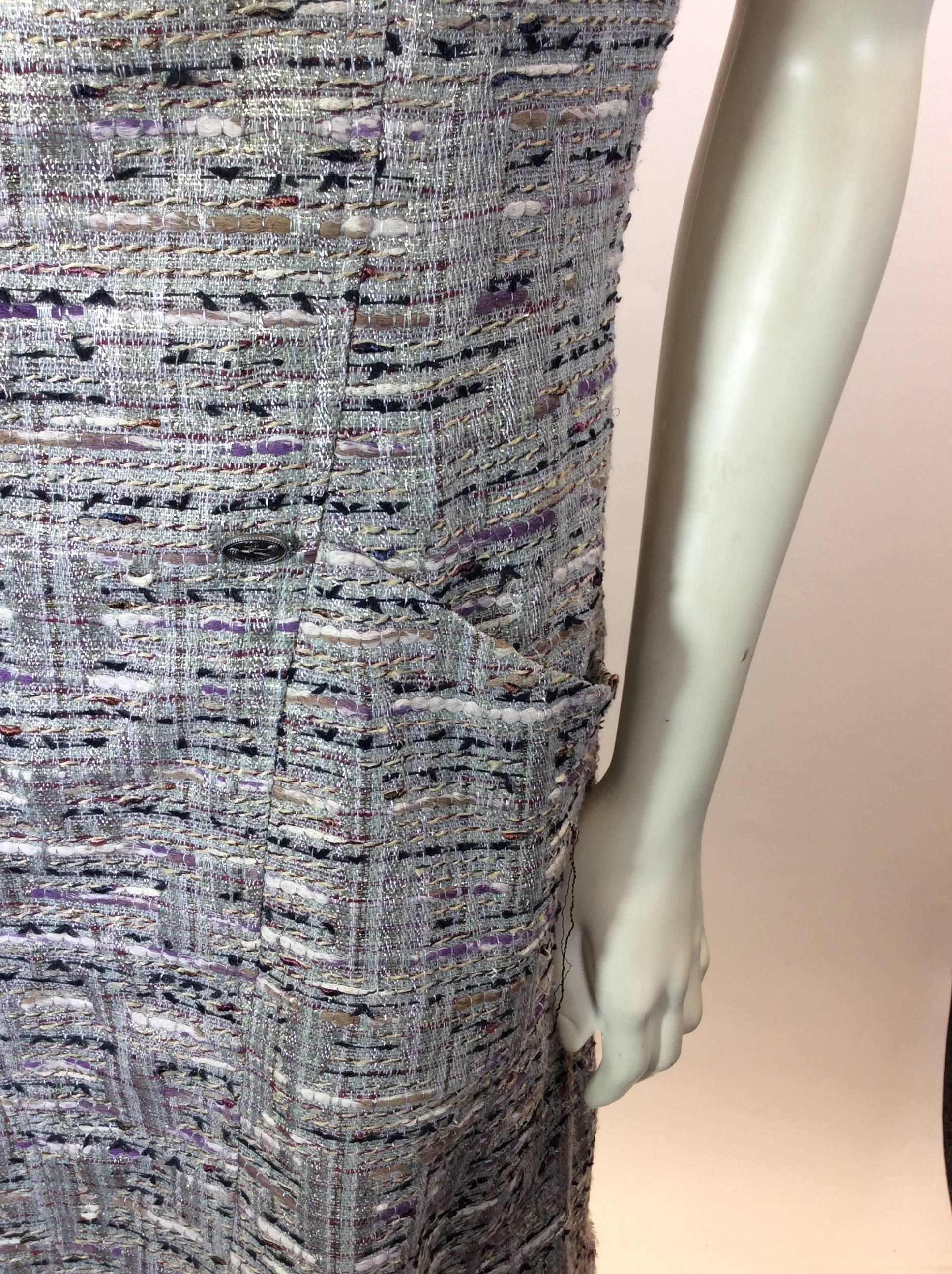 Chanel Multi/Grey Tweed Sheath Dress For Sale 1