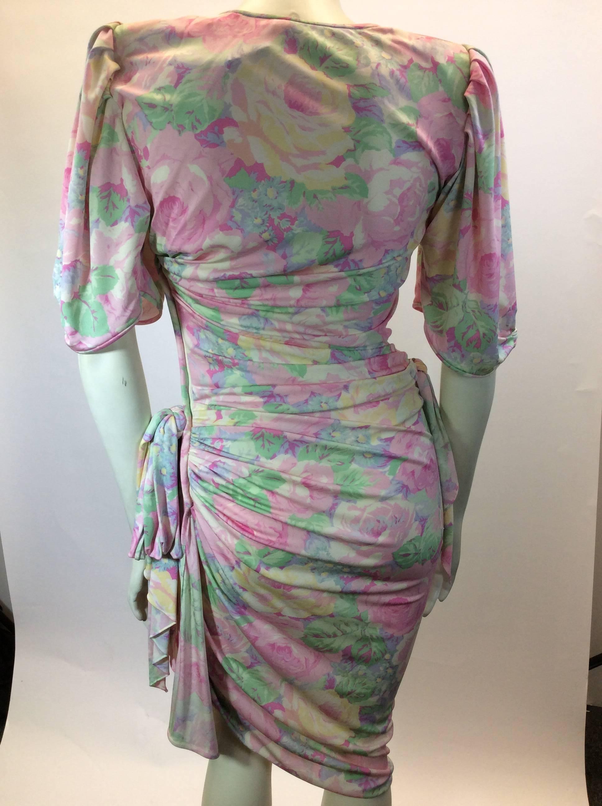 Ungaro Pink Floral Vintage Dress In Good Condition For Sale In Narberth, PA