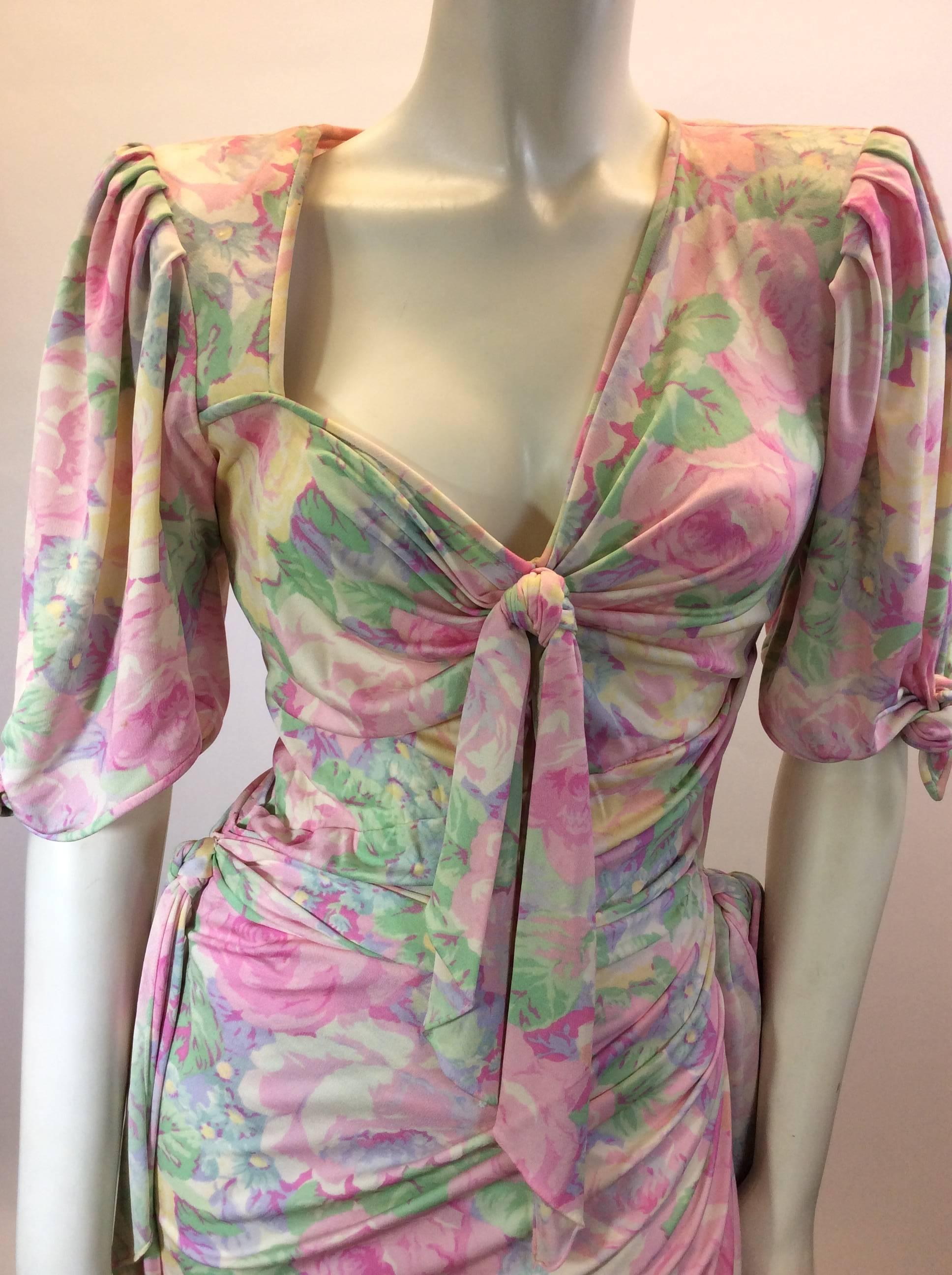 Ungaro Pink Floral Vintage Dress For Sale 2
