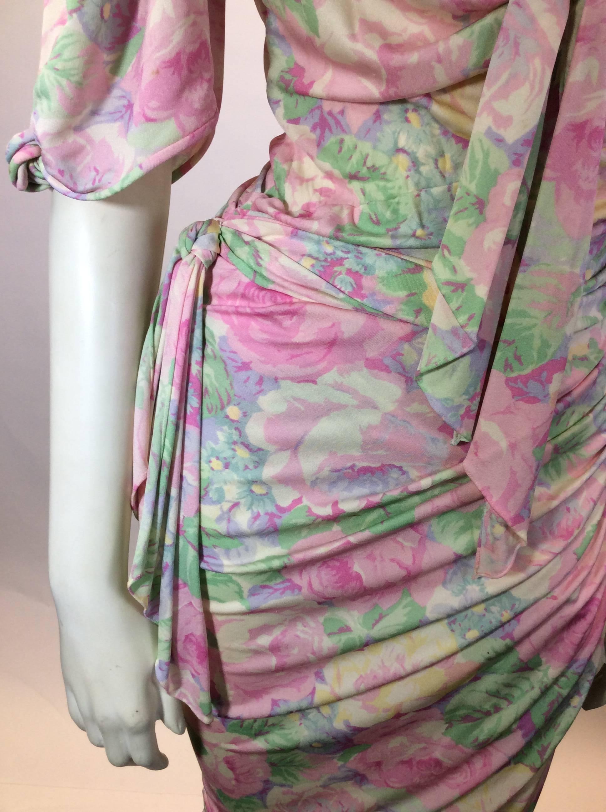 Ungaro Pink Floral Vintage Dress For Sale 4