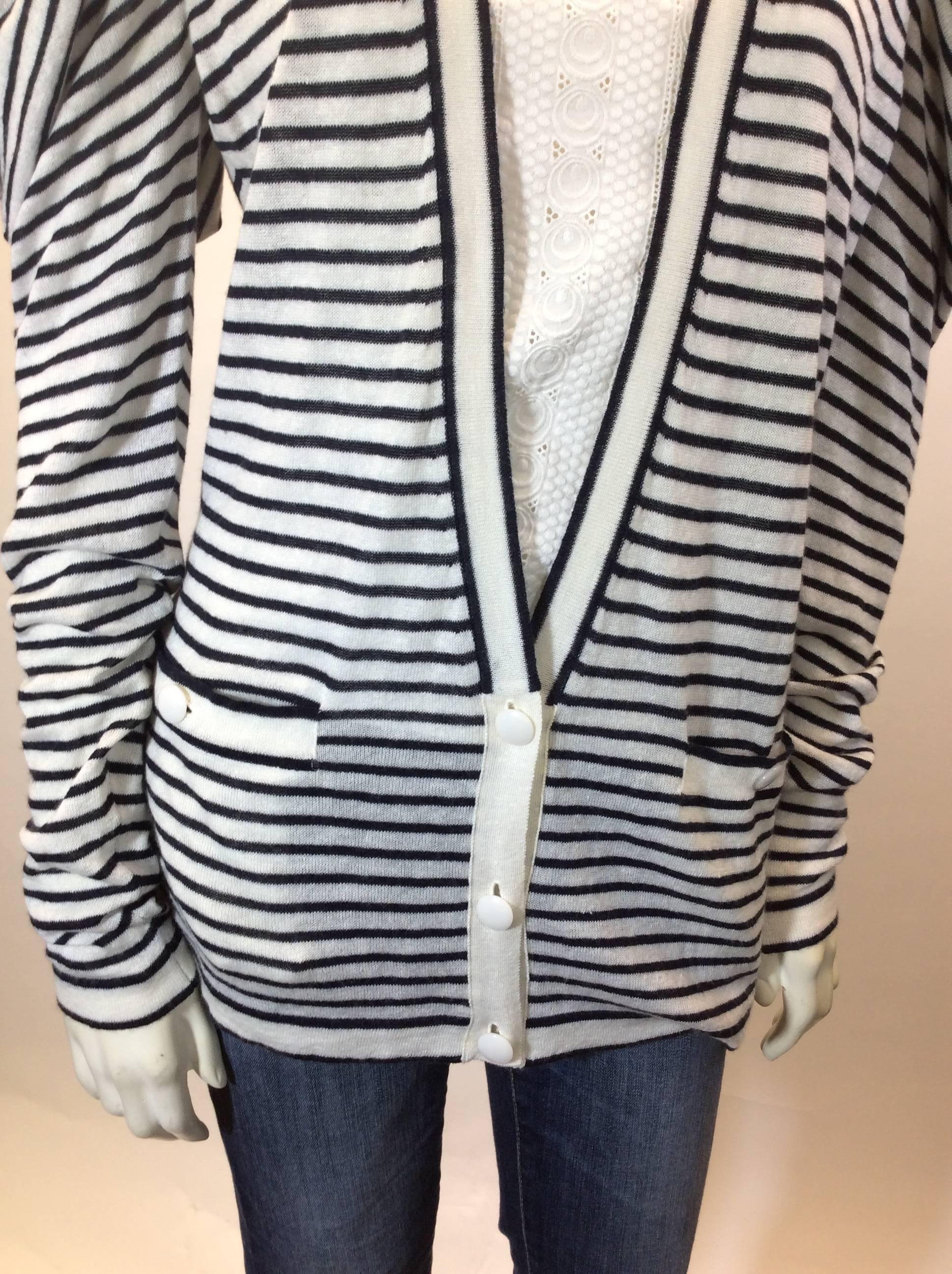 Women's Stella McCartney White and Blue Cashmere Cardigan For Sale