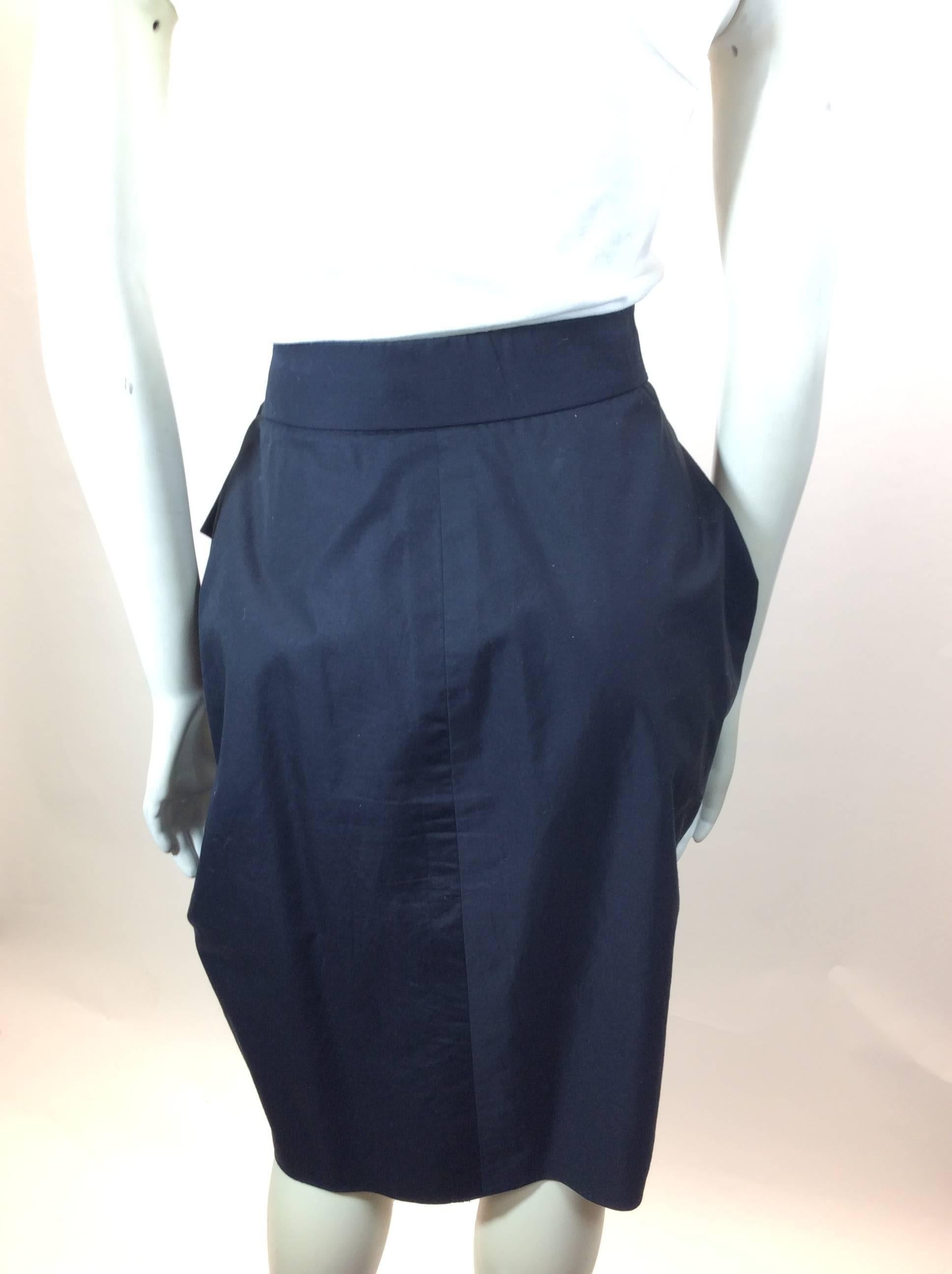 Donna Karan Black Cotton Skirt With Bow  In Excellent Condition For Sale In Narberth, PA