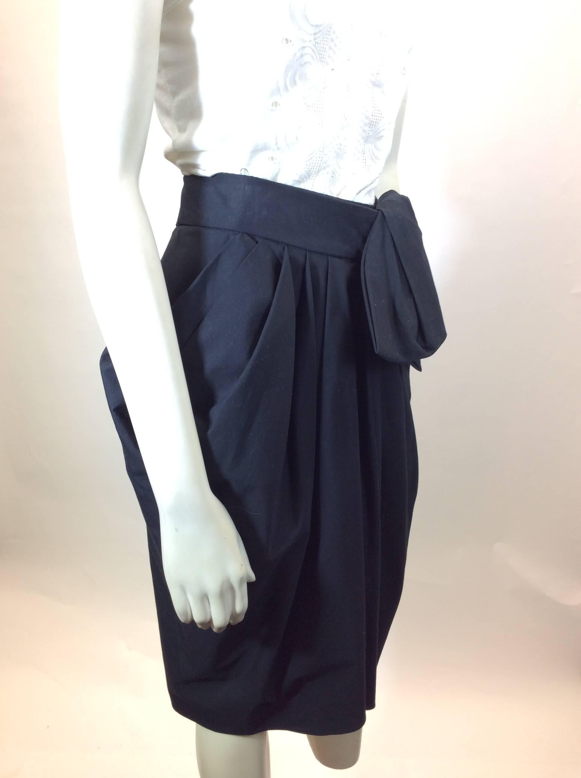 Donna Karan Black Cotton Skirt With Bow  For Sale 2