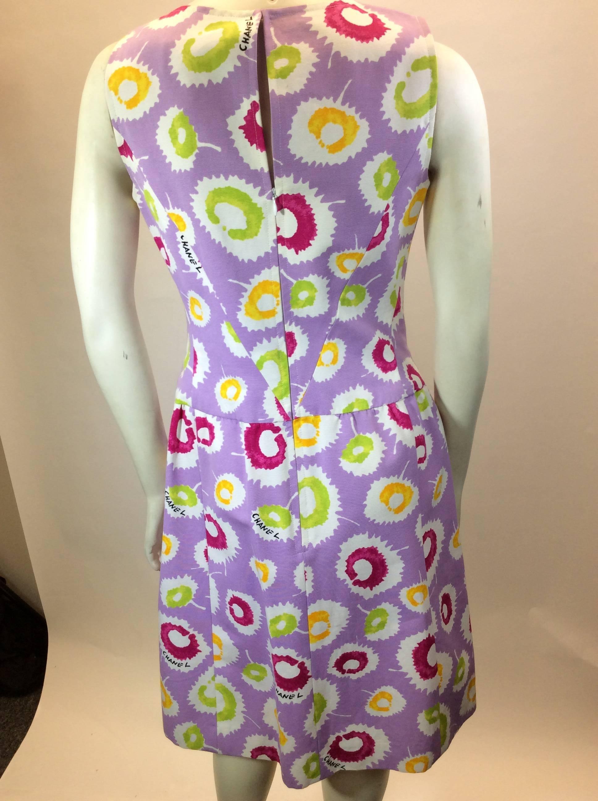 Gray Chanel Lavender Print  Sleeveless Dress For Sale