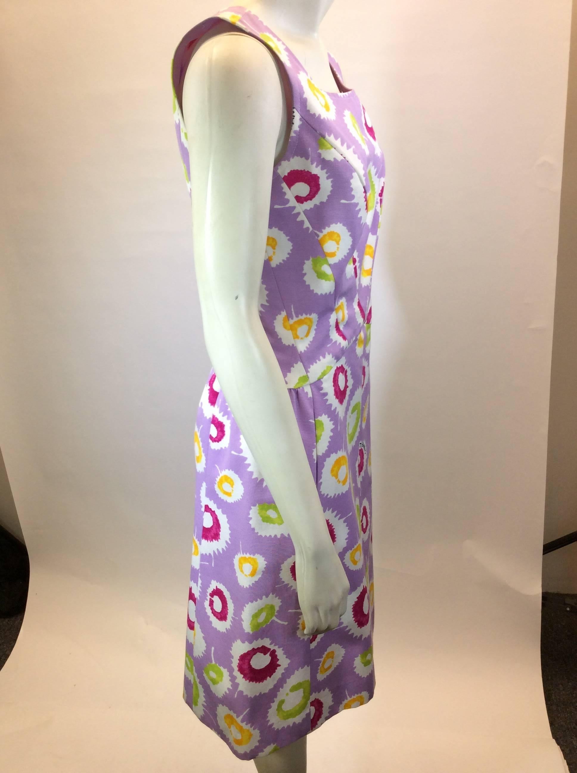 Chanel Lavender Print  Sleeveless Dress In Excellent Condition For Sale In Narberth, PA