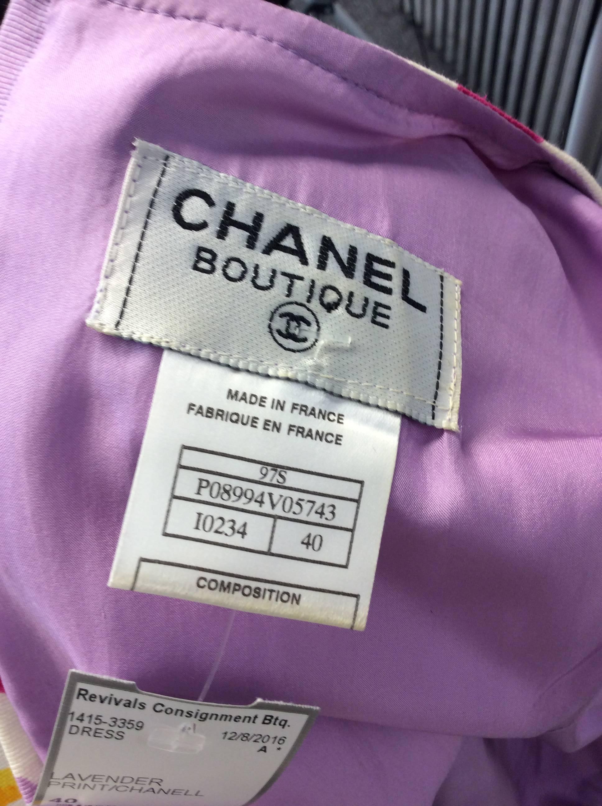 Chanel Lavender Print  Sleeveless Dress For Sale 2