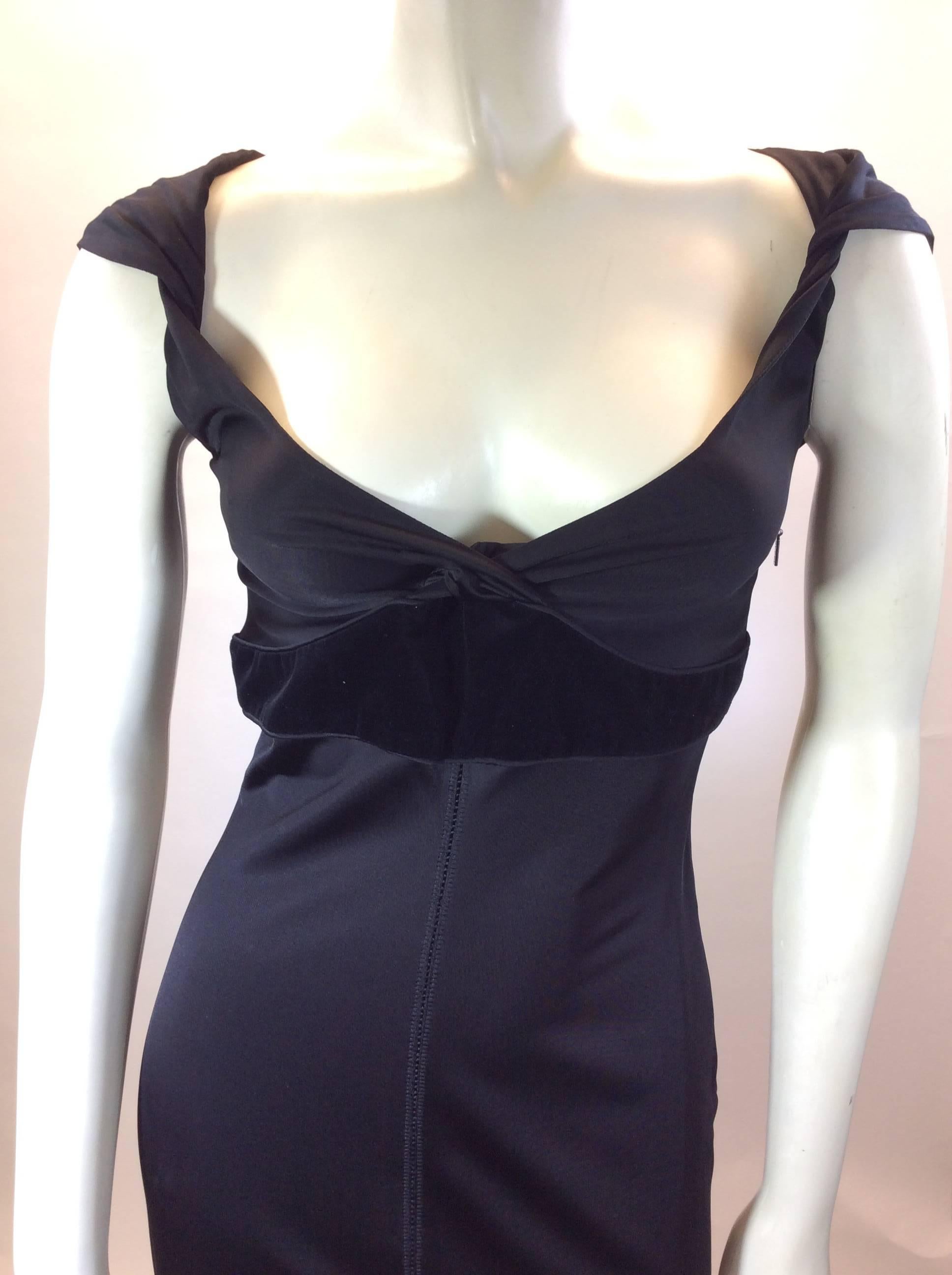 Gucci Black Sleeveless Velvet Trim Dress  For Sale 1