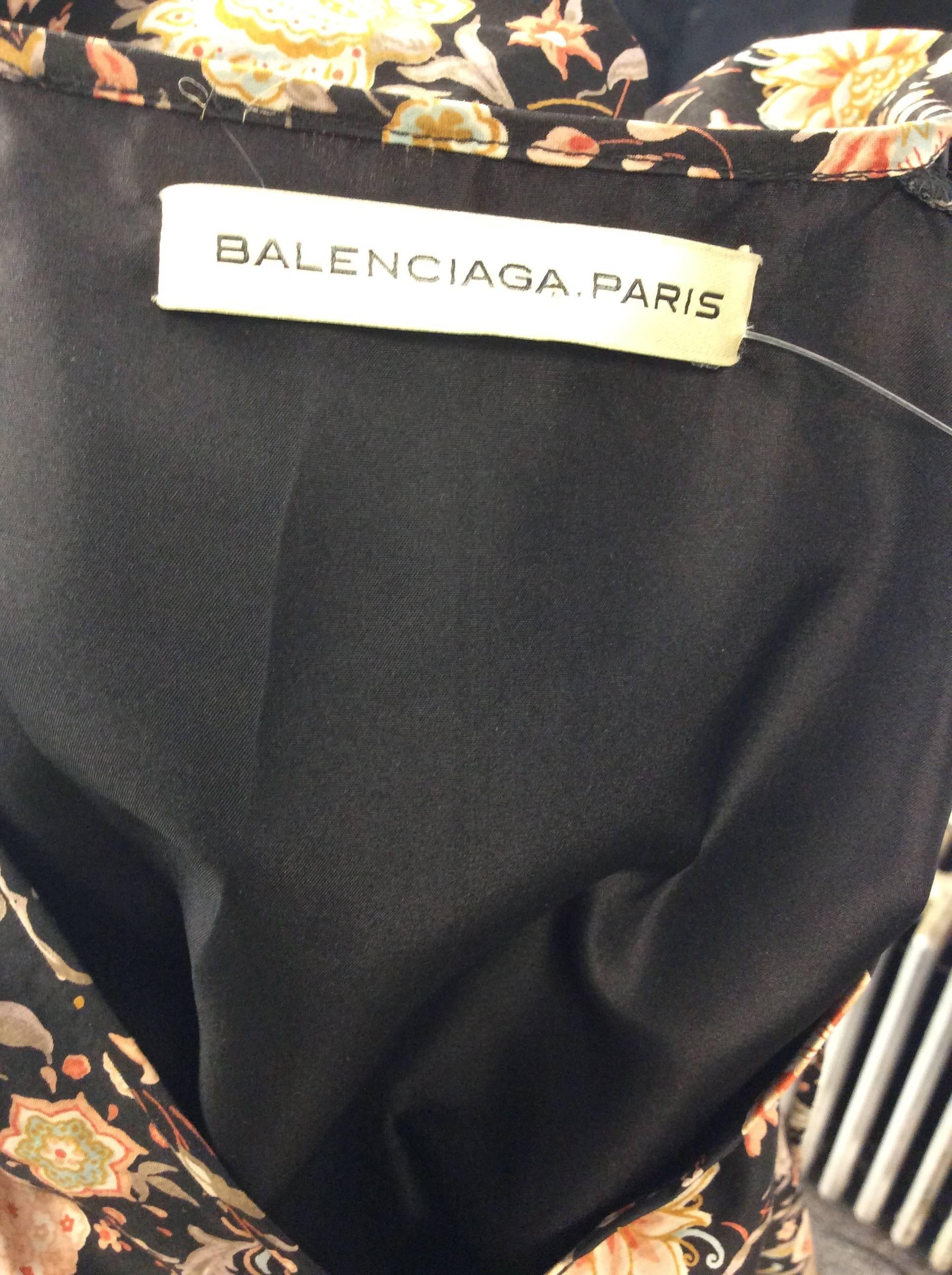 Balenciaga Black Printed Cotton Dress For Sale 4