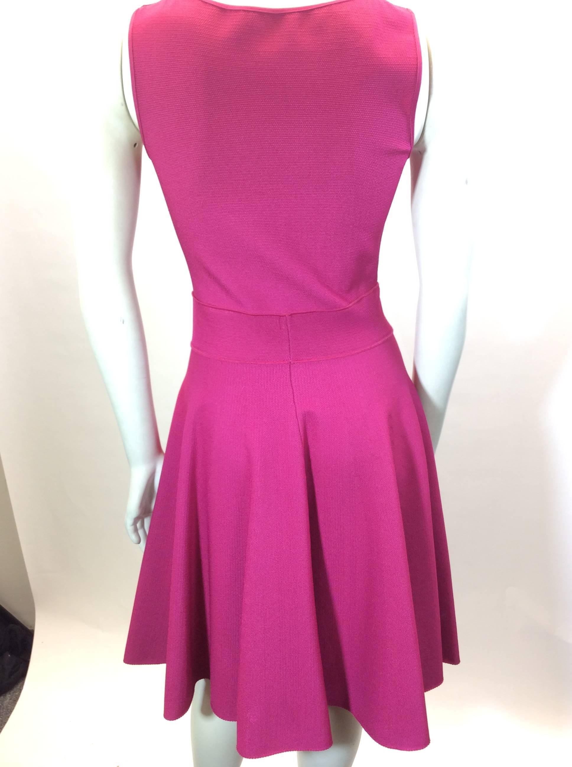 Women's Lanvin Fuscia Knit Fit and Flare Dress For Sale