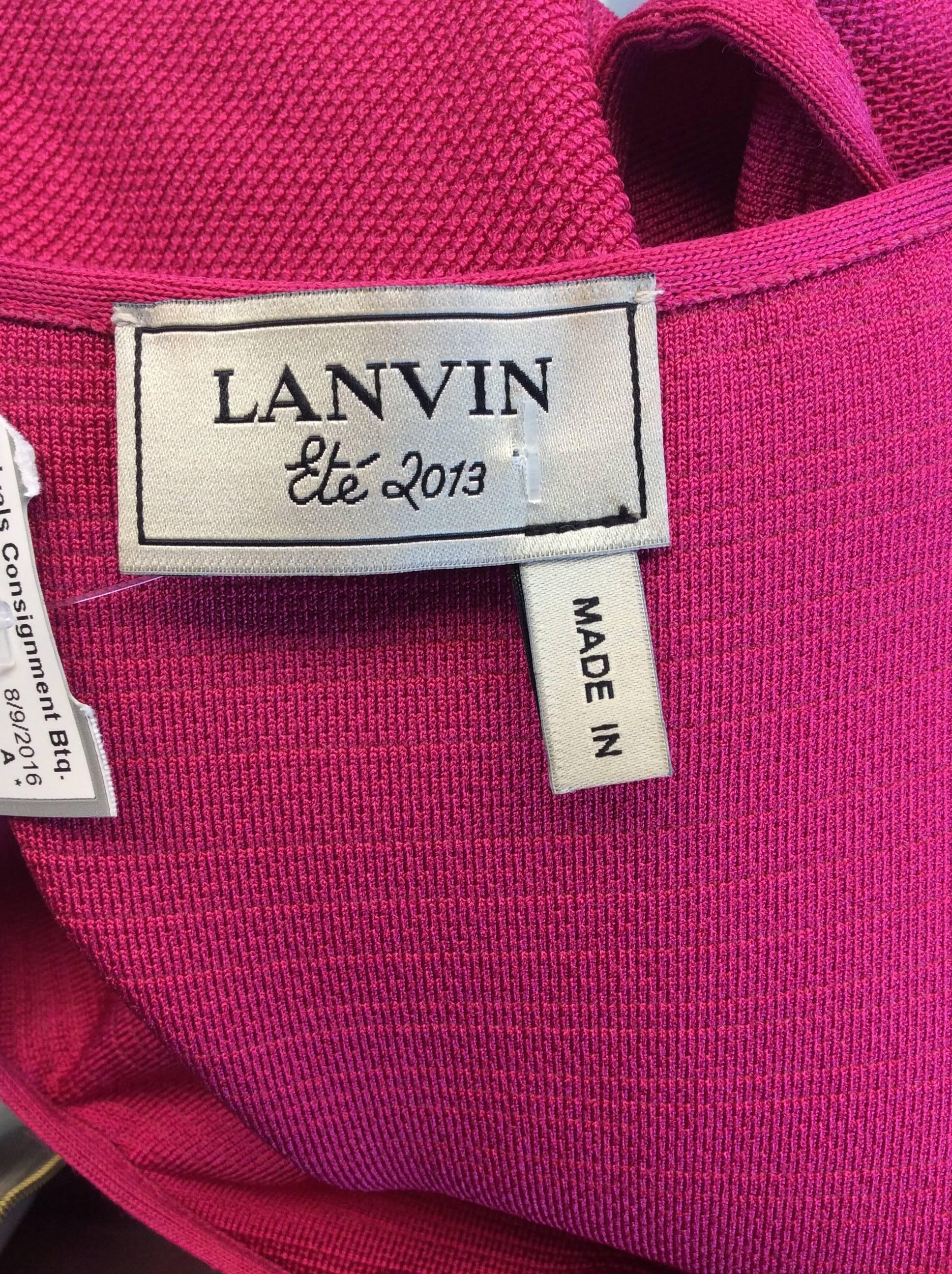 Lanvin Fuscia Knit Fit and Flare Dress For Sale 1