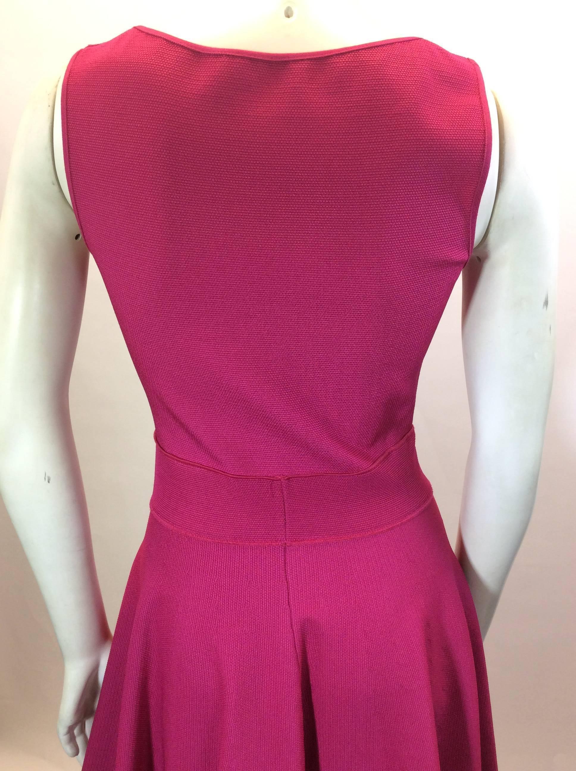Lanvin Fuscia Knit Fit and Flare Dress In Excellent Condition For Sale In Narberth, PA