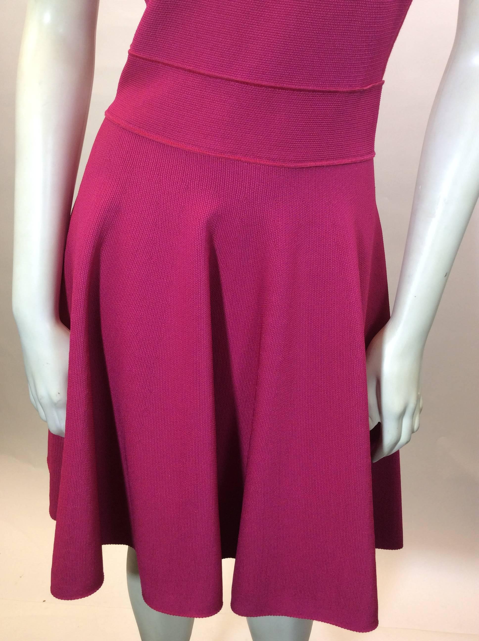 Lanvin Fuscia Knit Fit and Flare Dress For Sale 2