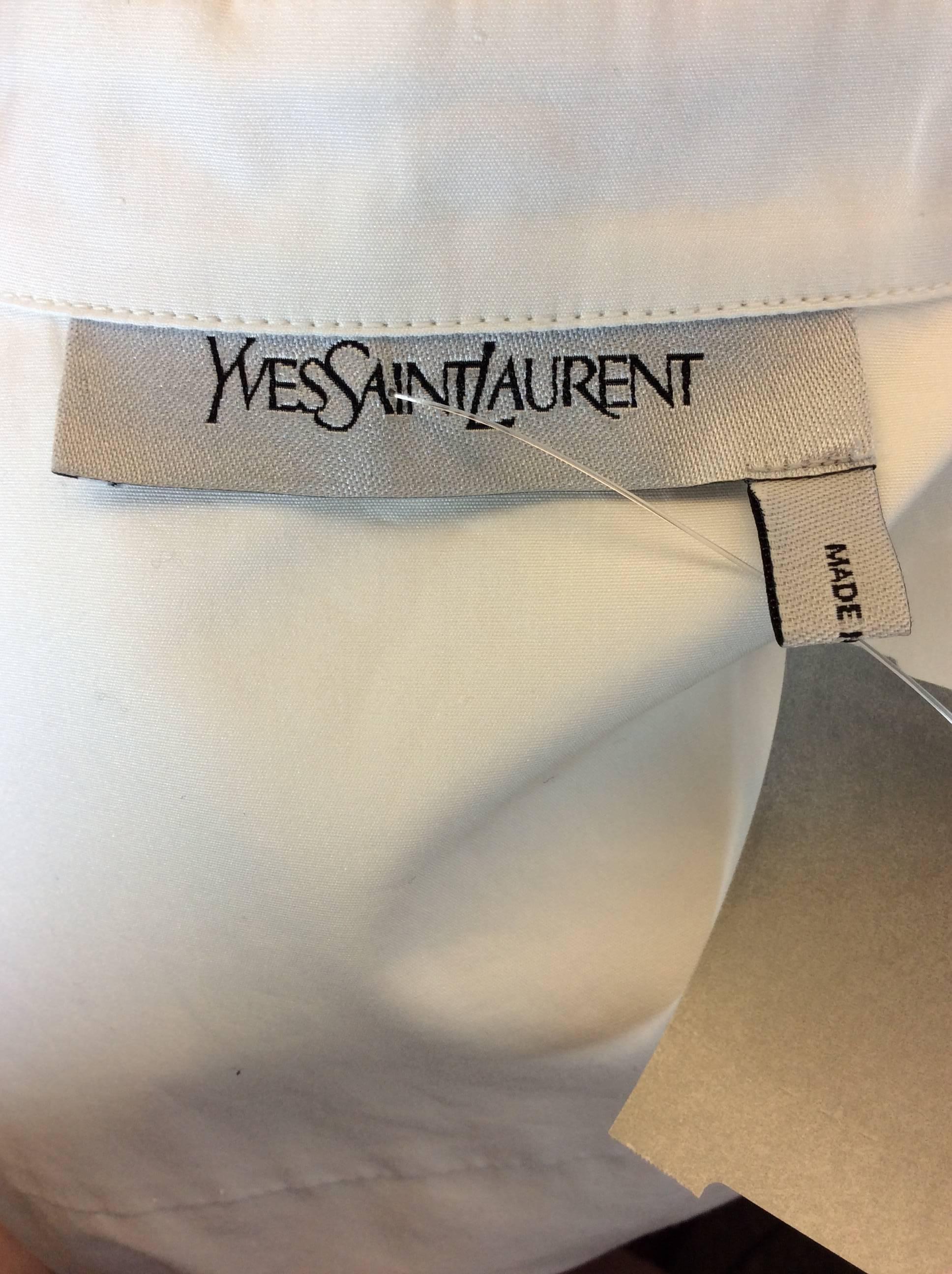 Yves Saint Laurent White Short Sleeve Buttondown Blouse For Sale 2