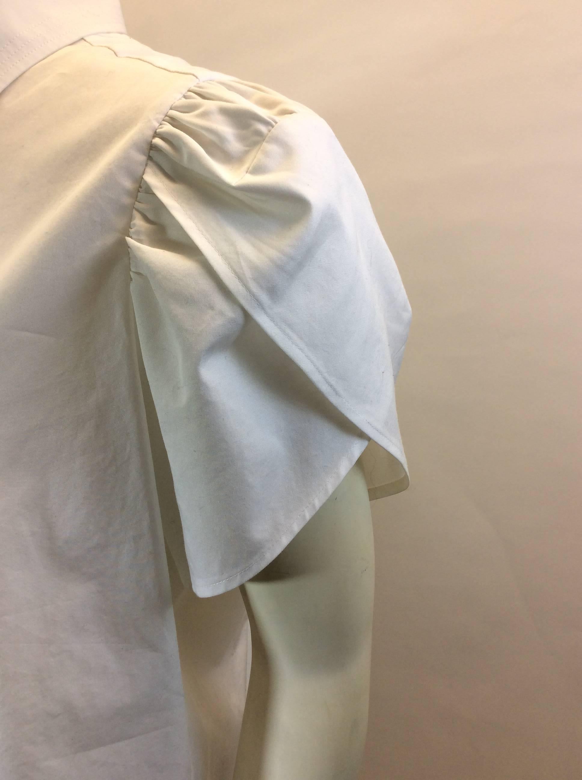 Yves Saint Laurent White Short Sleeve Buttondown Blouse For Sale 4