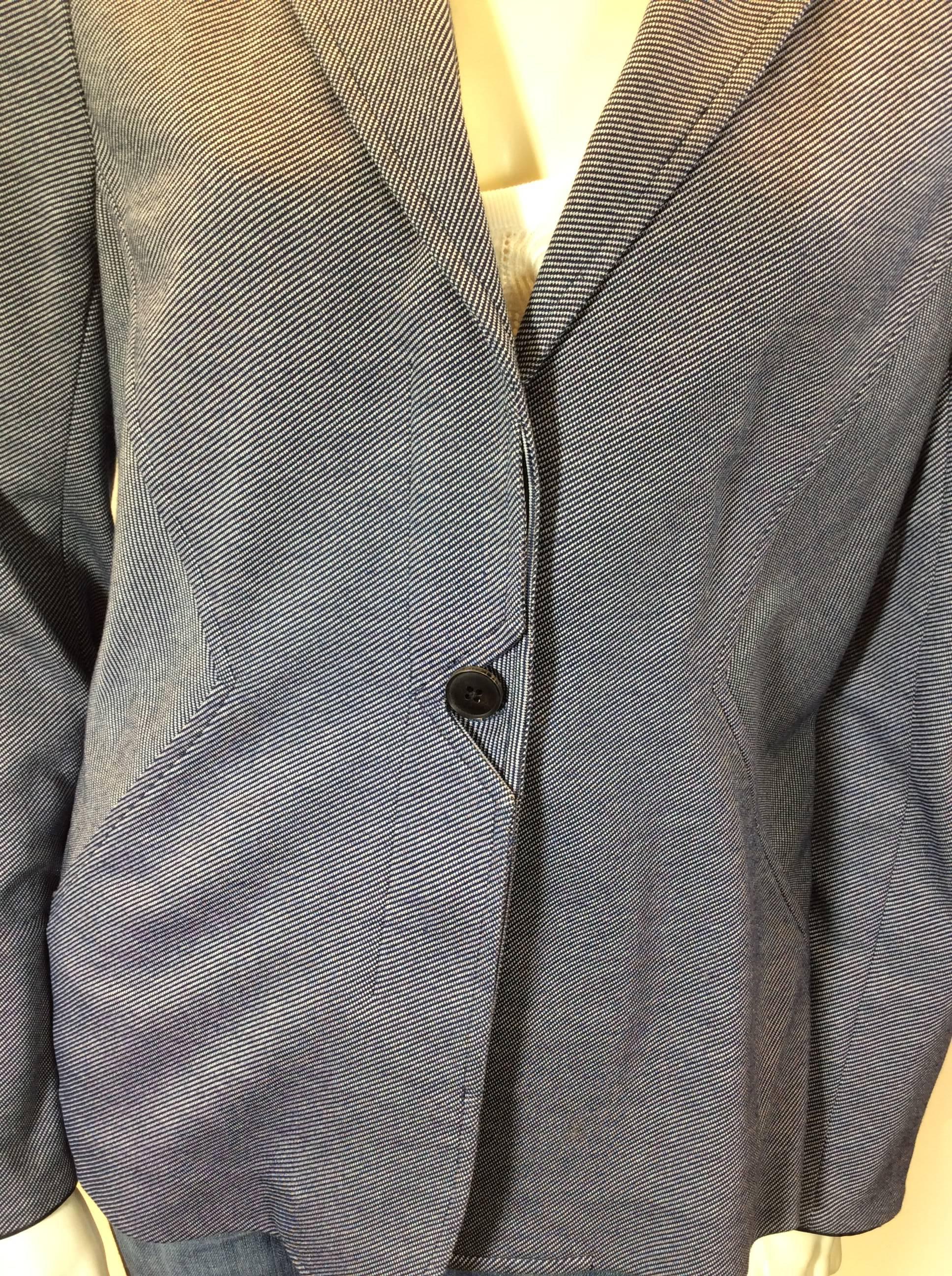 Loro Piana Navy Striped Blazer For Sale 3