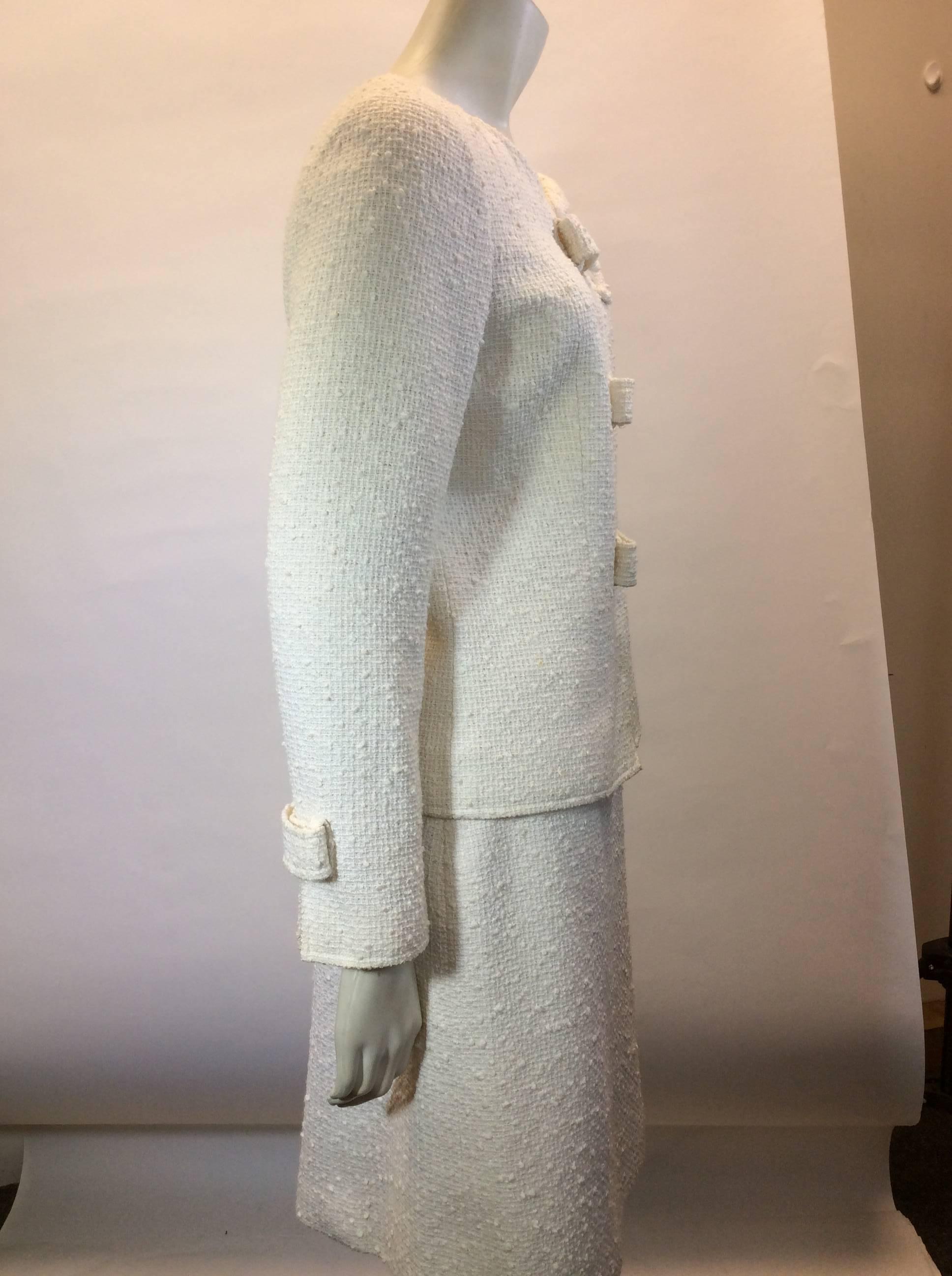 Gray Chanel Winter White 2 Piece Skirt Suit  For Sale