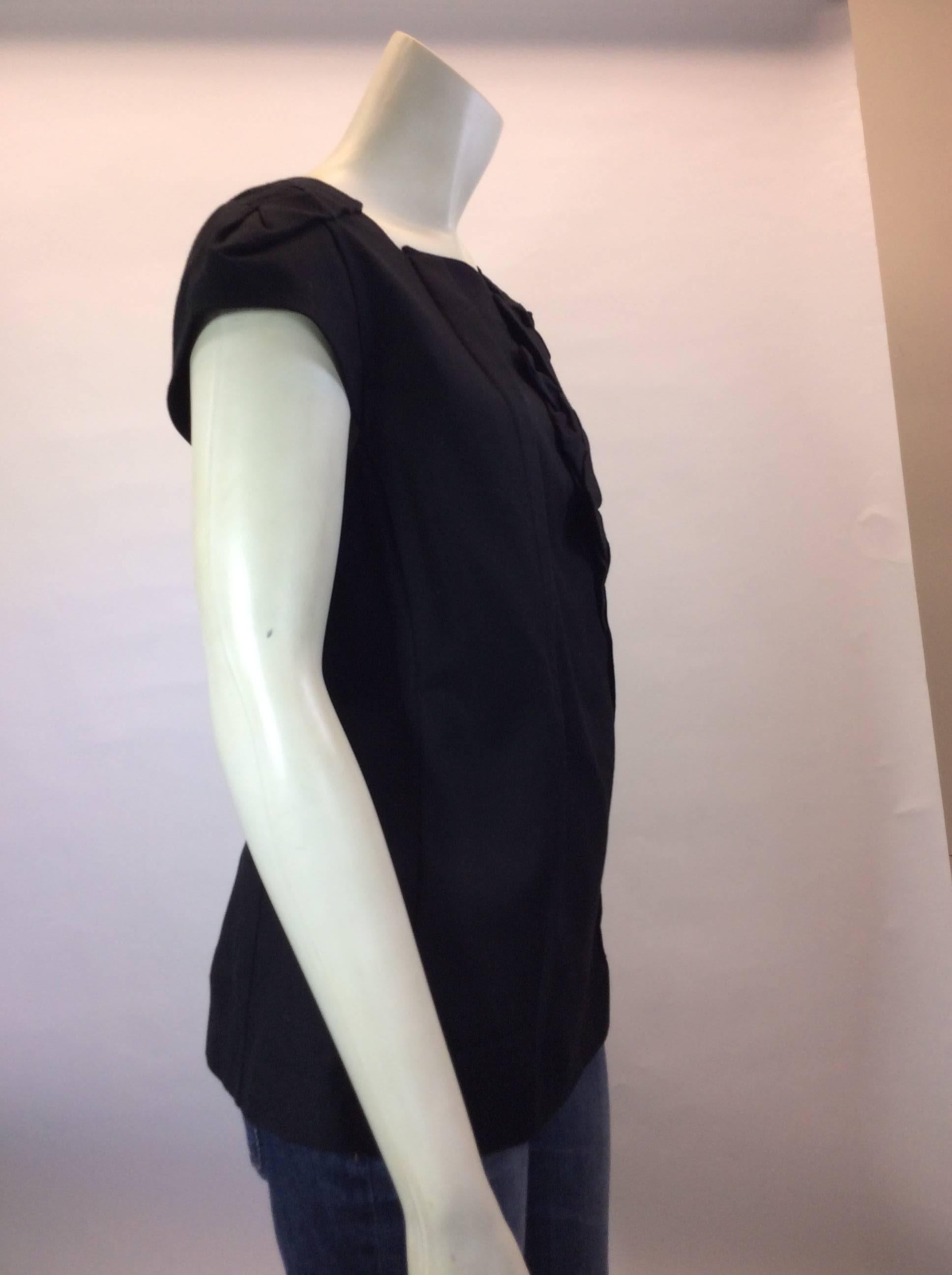 Miu Miu Black Wool Blouse With Detail In Excellent Condition For Sale In Narberth, PA
