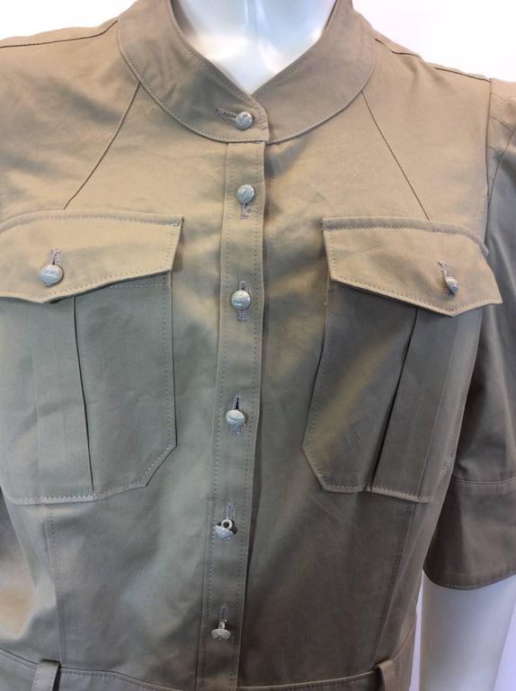 Balenciaga Tan Cotton Buttondown Dress with Pockets For Sale at 1stDibs