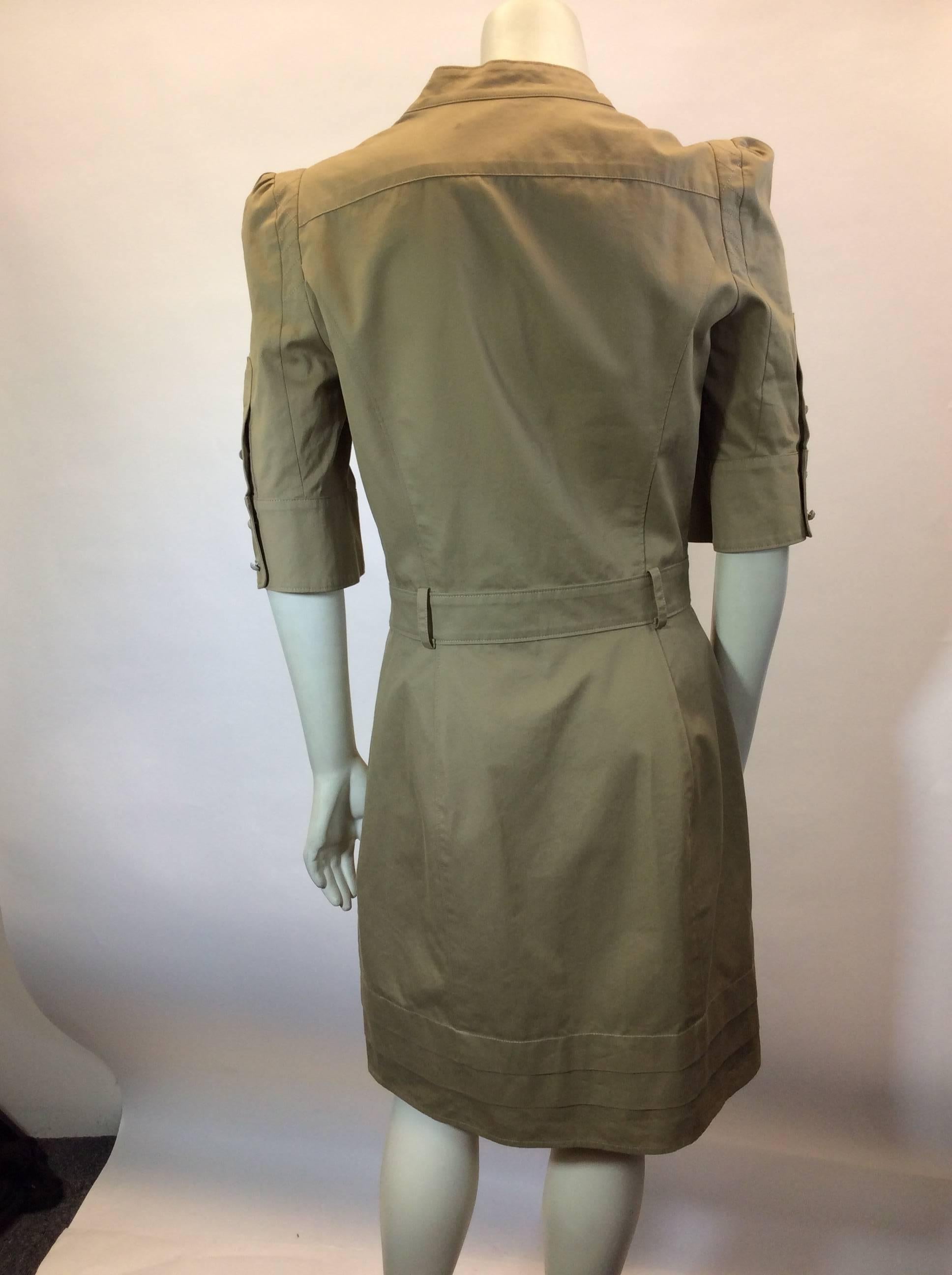 Balenciaga Tan Cotton Buttondown Dress with Pockets For Sale 1
