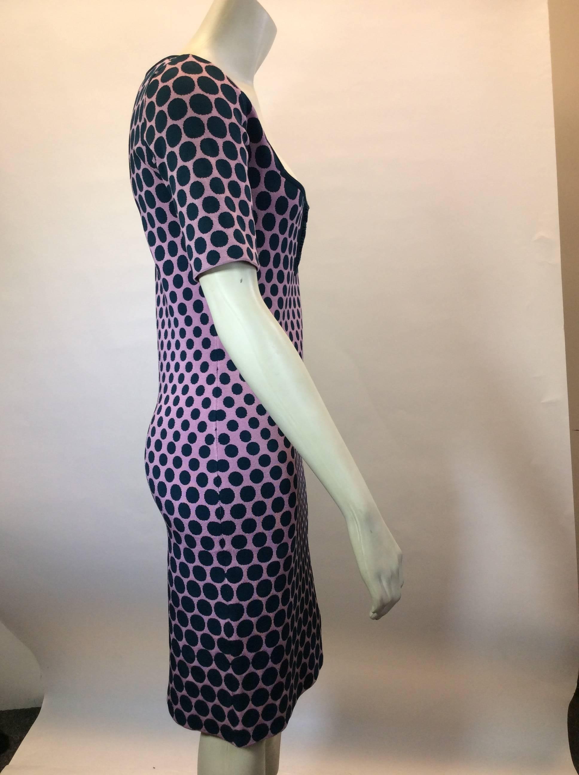 Zac Posen Polka Dot Short Sleeve Knit Dress  In Excellent Condition For Sale In Narberth, PA