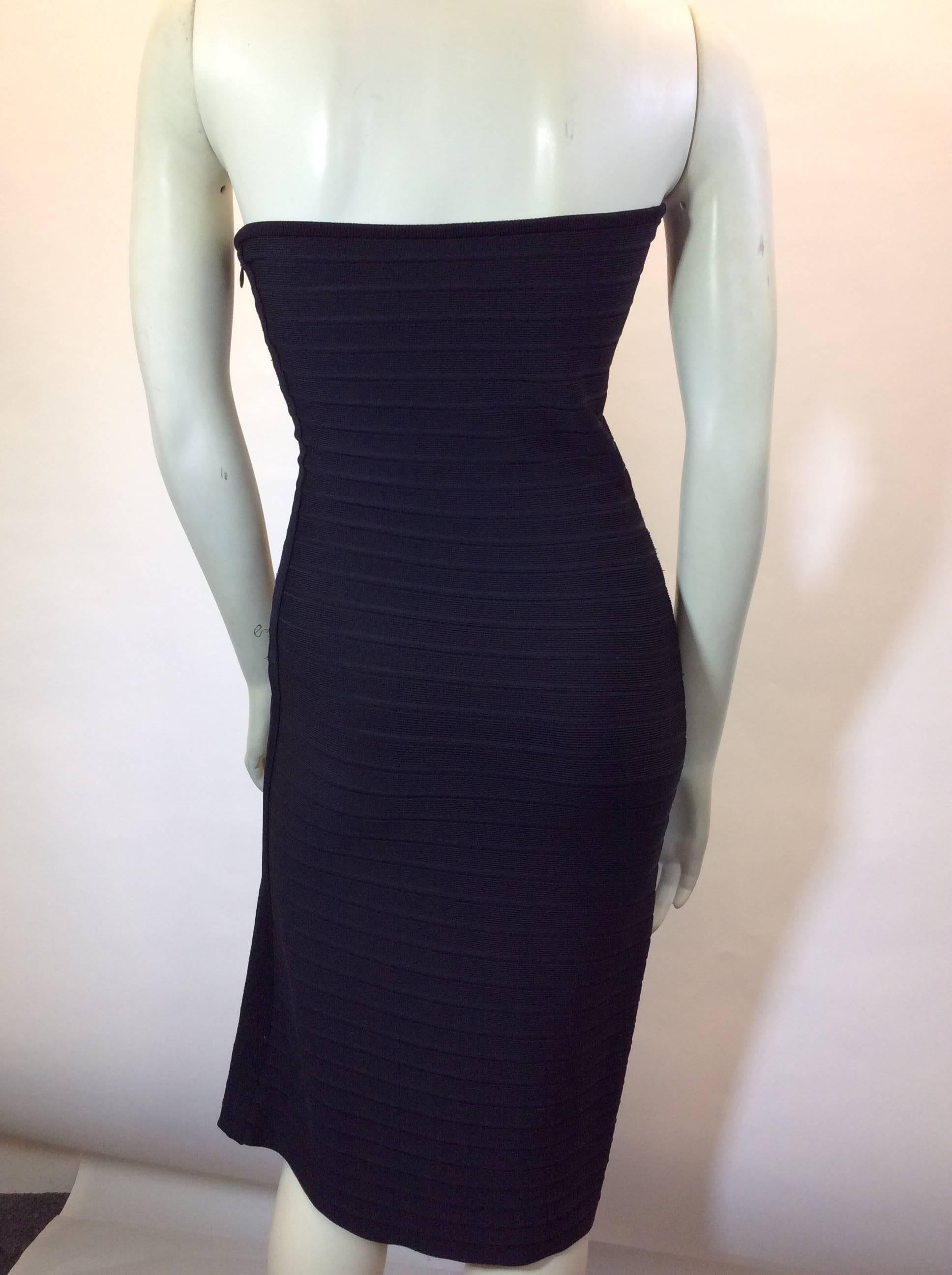 Herve Leger Strapless Black Bandage Dress In Excellent Condition For Sale In Narberth, PA