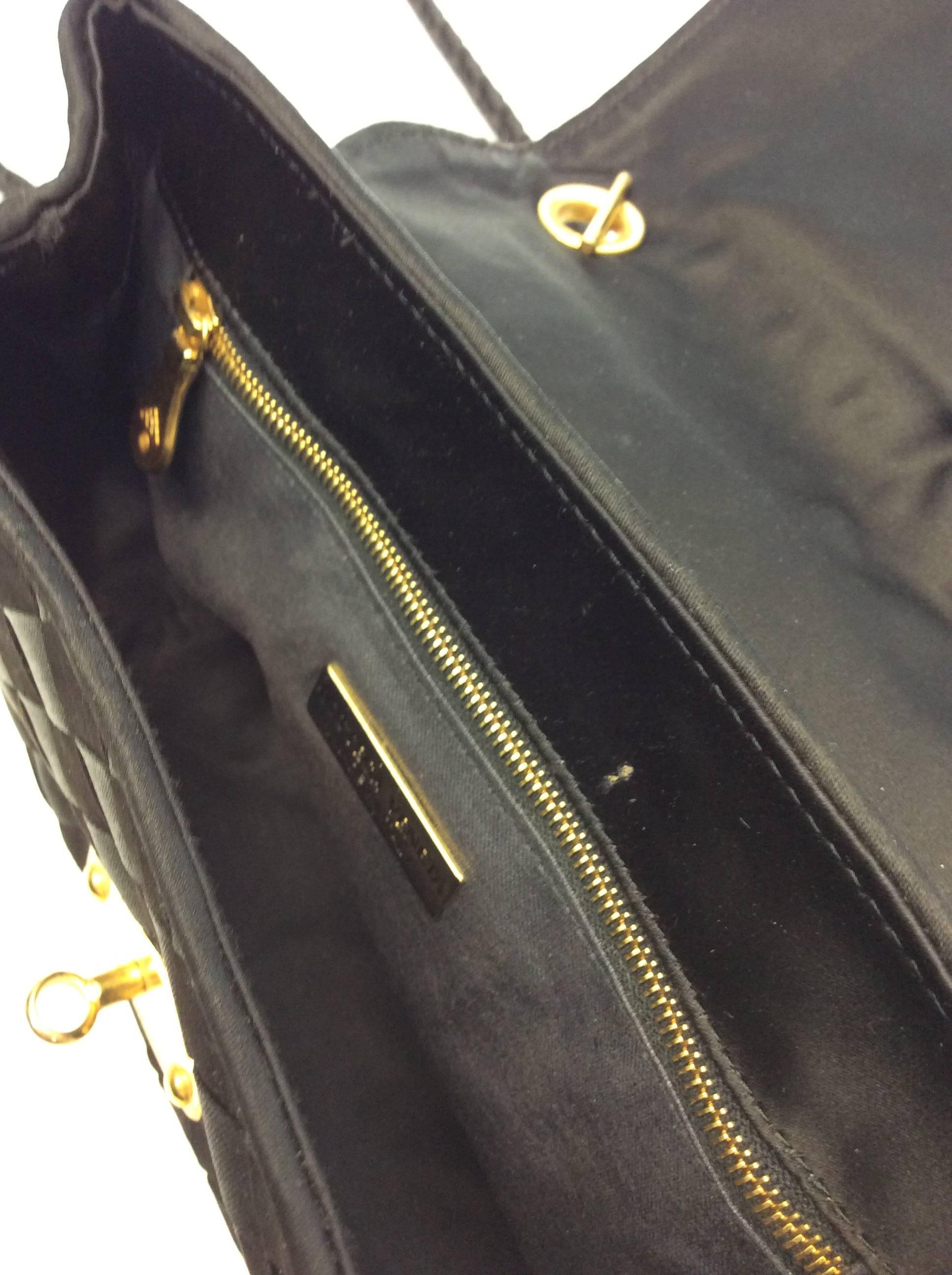 Bottega Veneta Black Satin Woven Crossbody Bag For Sale 1