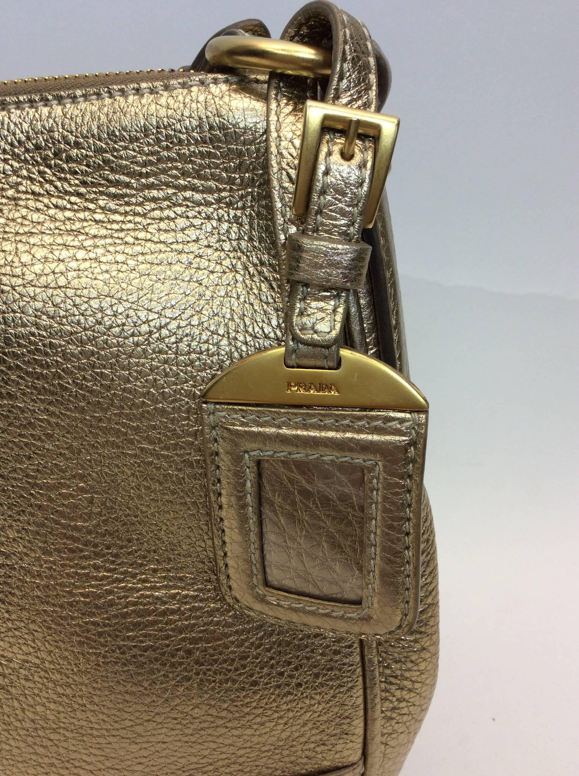 Prada Gold Leather Hobo Bag In Excellent Condition For Sale In Narberth, PA