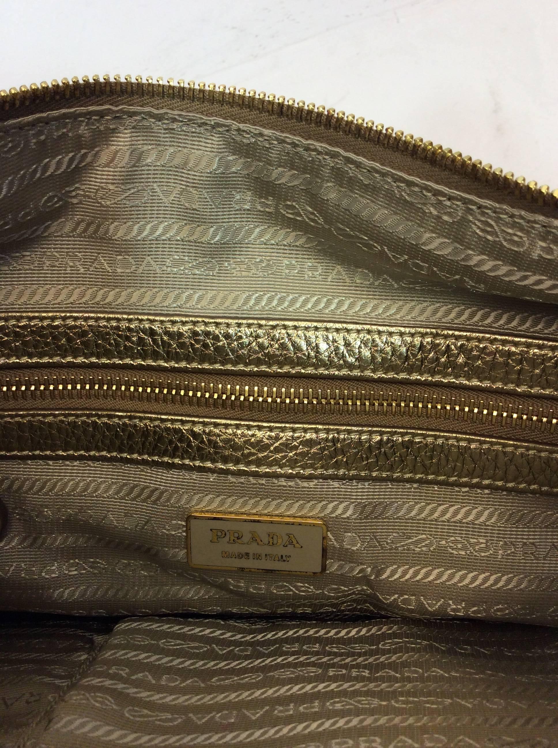 Prada Gold Leather Hobo Bag For Sale 1