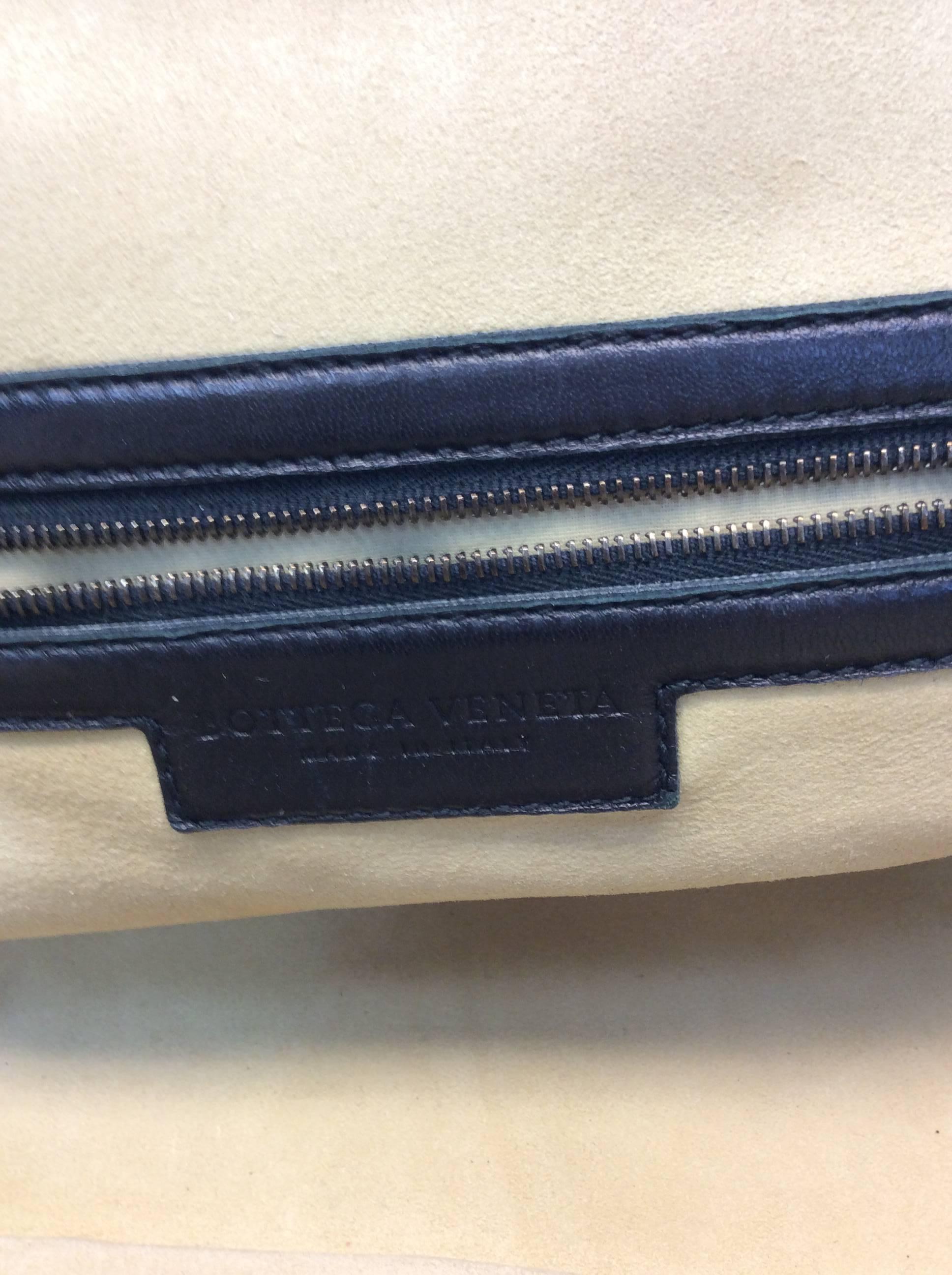 Bottega Veneta Black Woven Striped Handbag For Sale 1