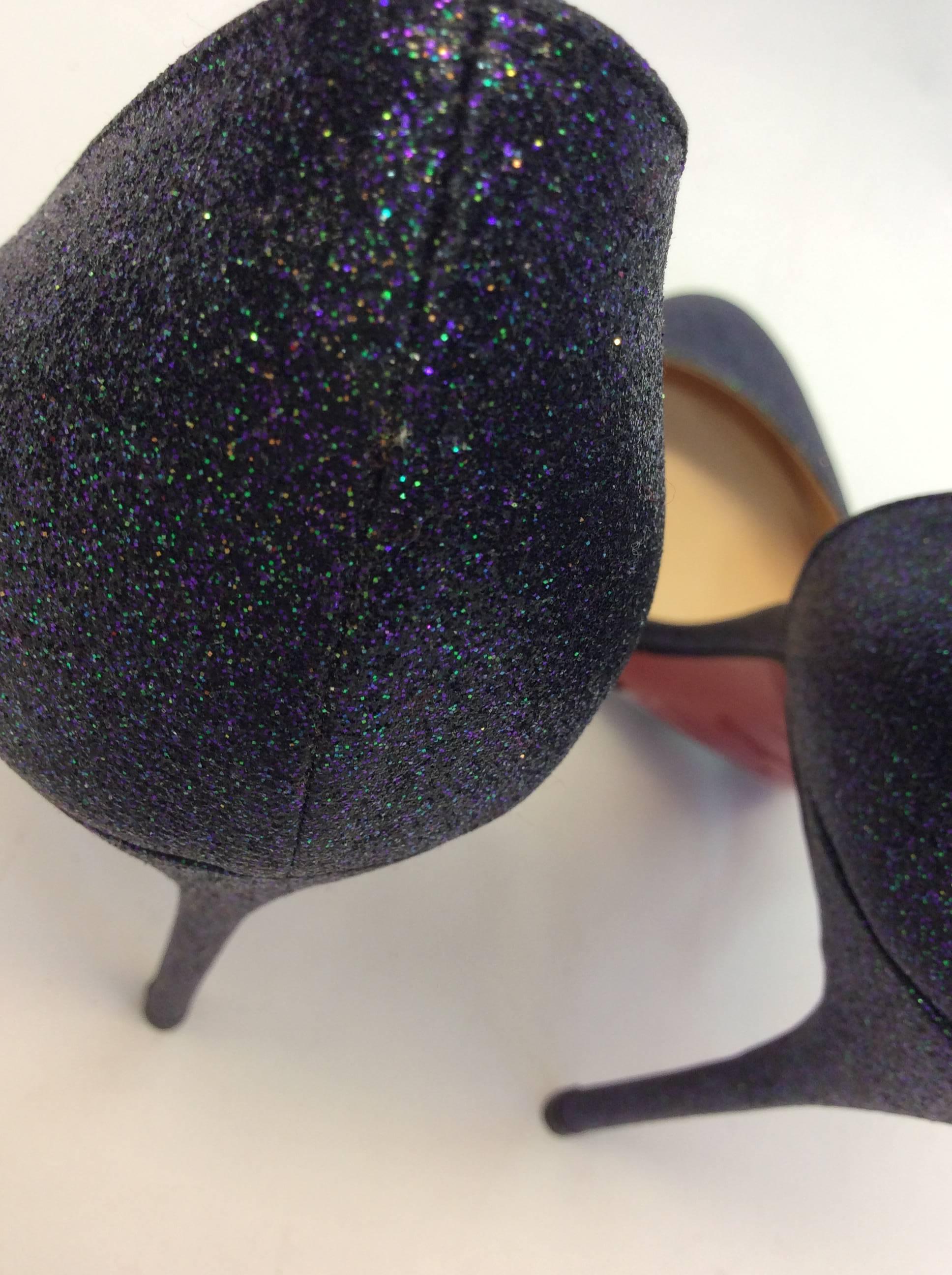 Christian Louboutin Blue Toned Glitter Pumps For Sale 1