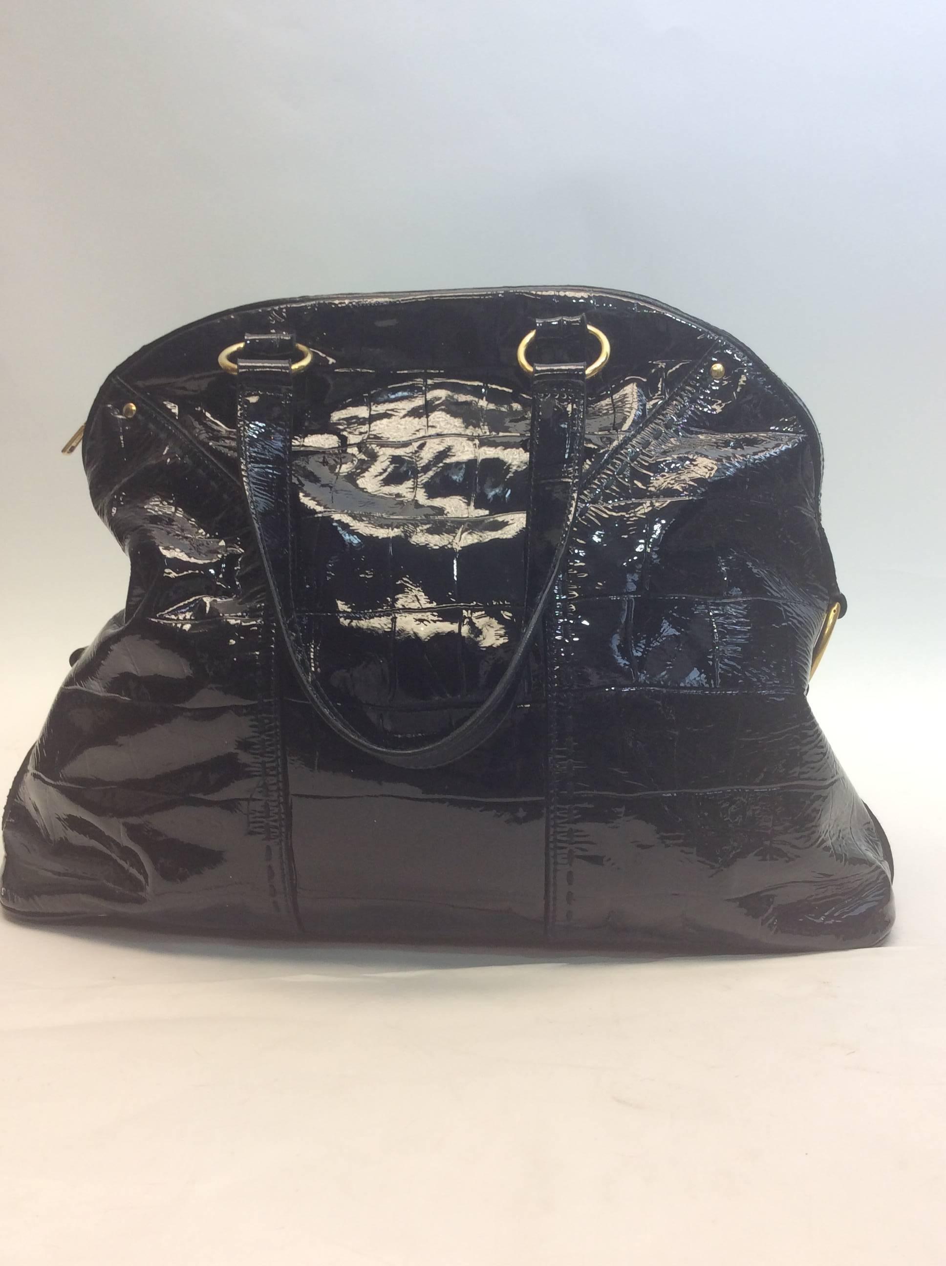Yves Saint Laurent Black Patent Muse Bag In Good Condition For Sale In Narberth, PA