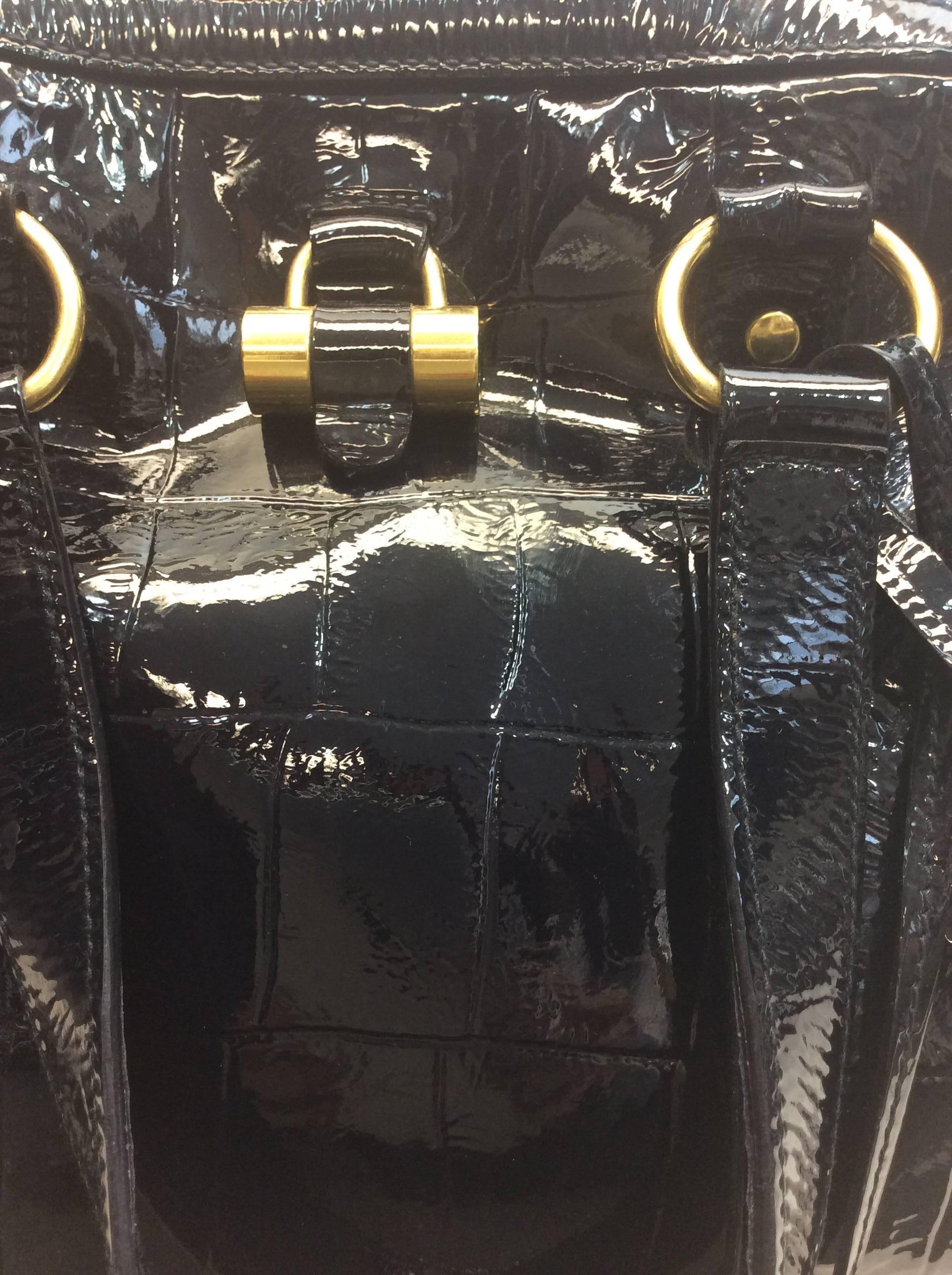 Yves Saint Laurent Black Patent Muse Bag For Sale 2