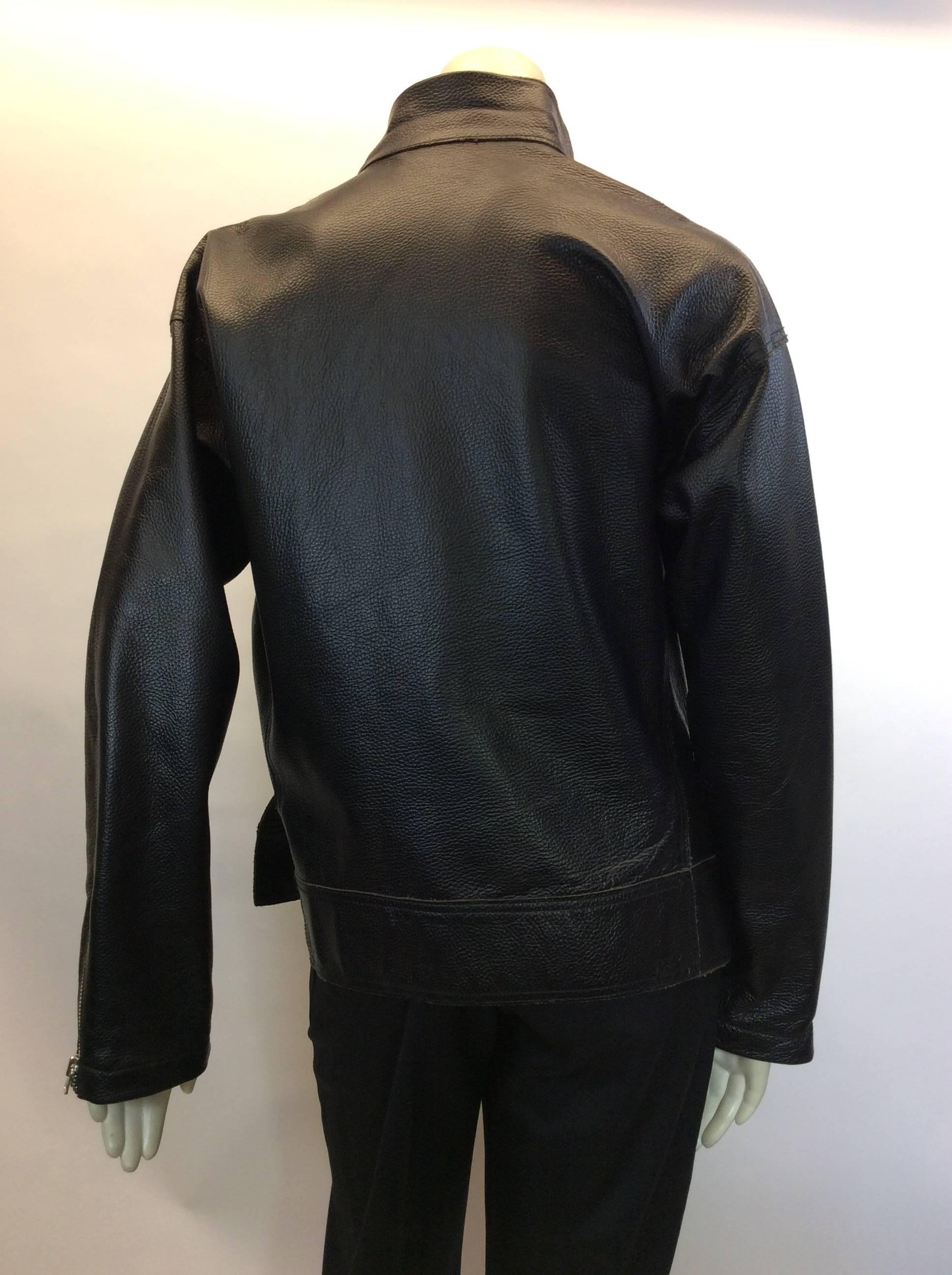 Black Opening Ceremony Boxy Convertible Leather Moto Jacket For Sale