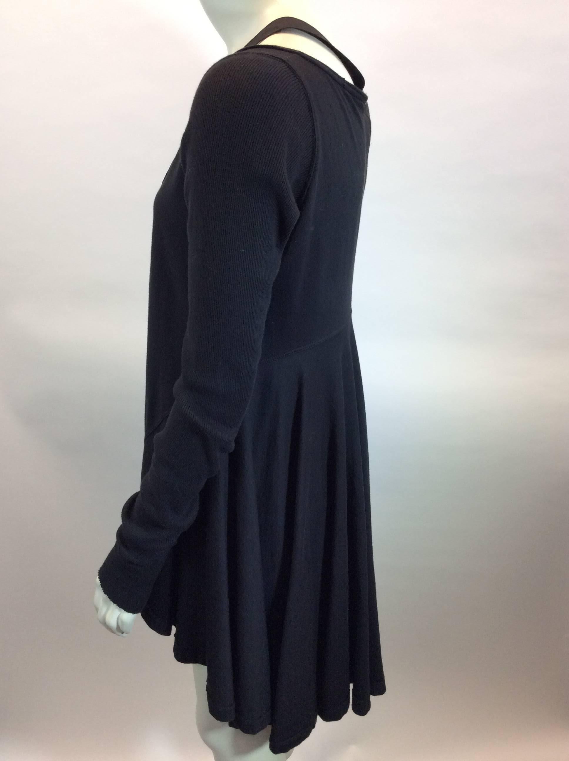 Women's Rick Owens Black Knit Dress with Strap Detail For Sale