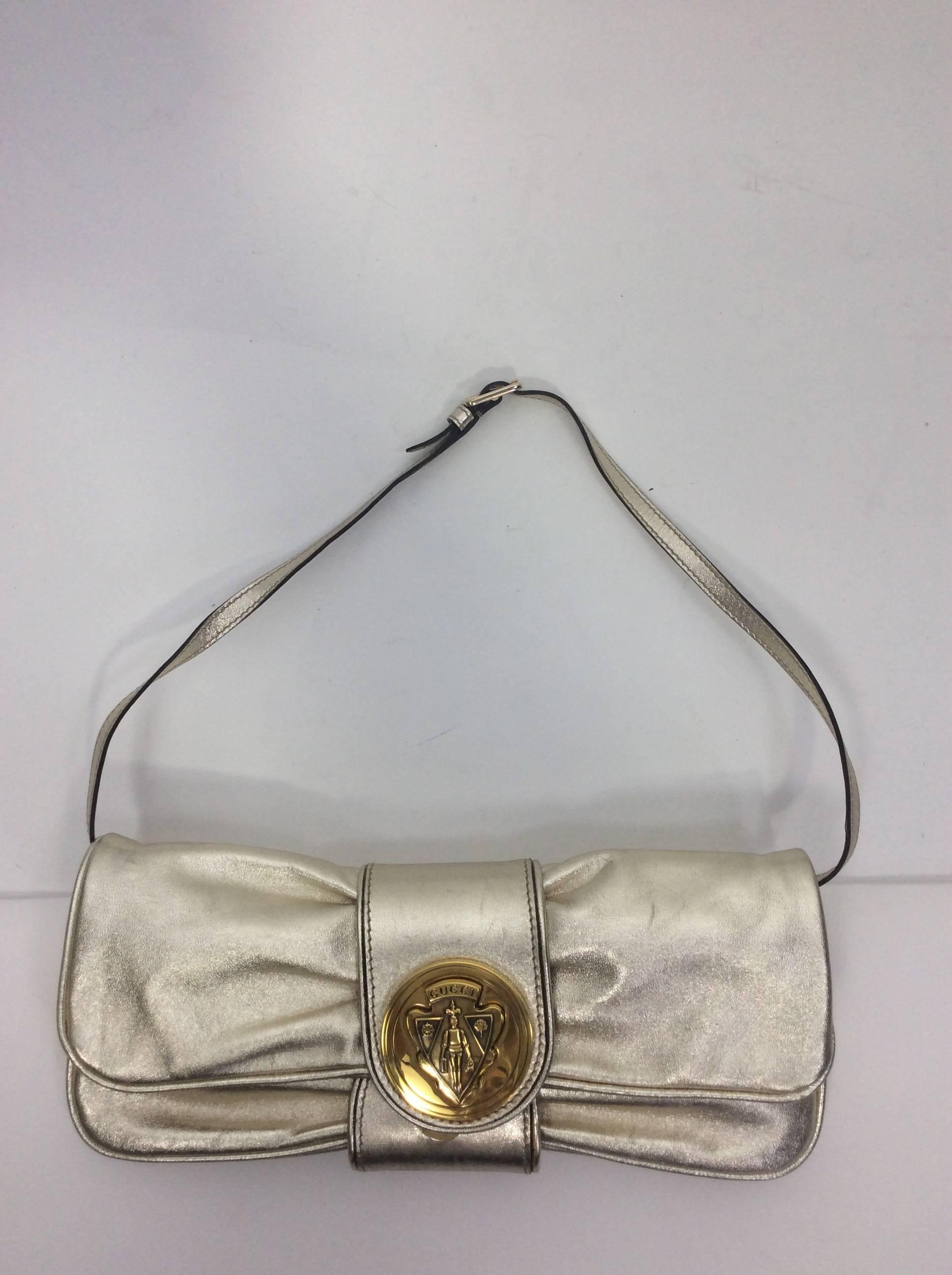 Gucci Metallic Small Gold Clutch  In Excellent Condition For Sale In Narberth, PA
