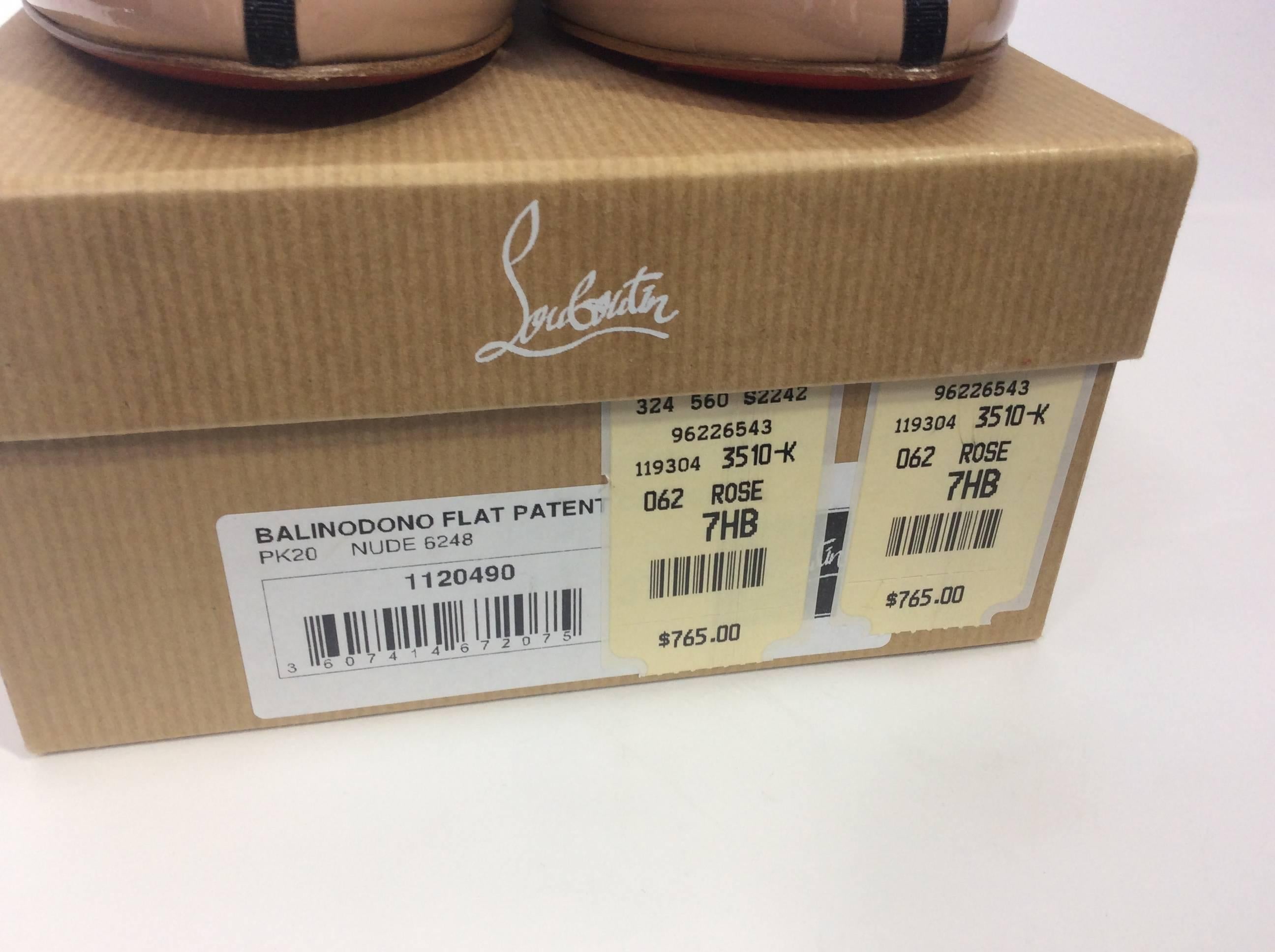 Christian Louboutin Balinodono Nude Patent Leather Flats In Excellent Condition For Sale In Narberth, PA