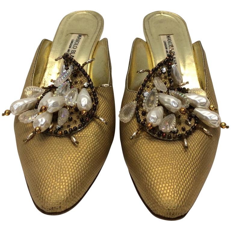 manolo blahnik crystal slides