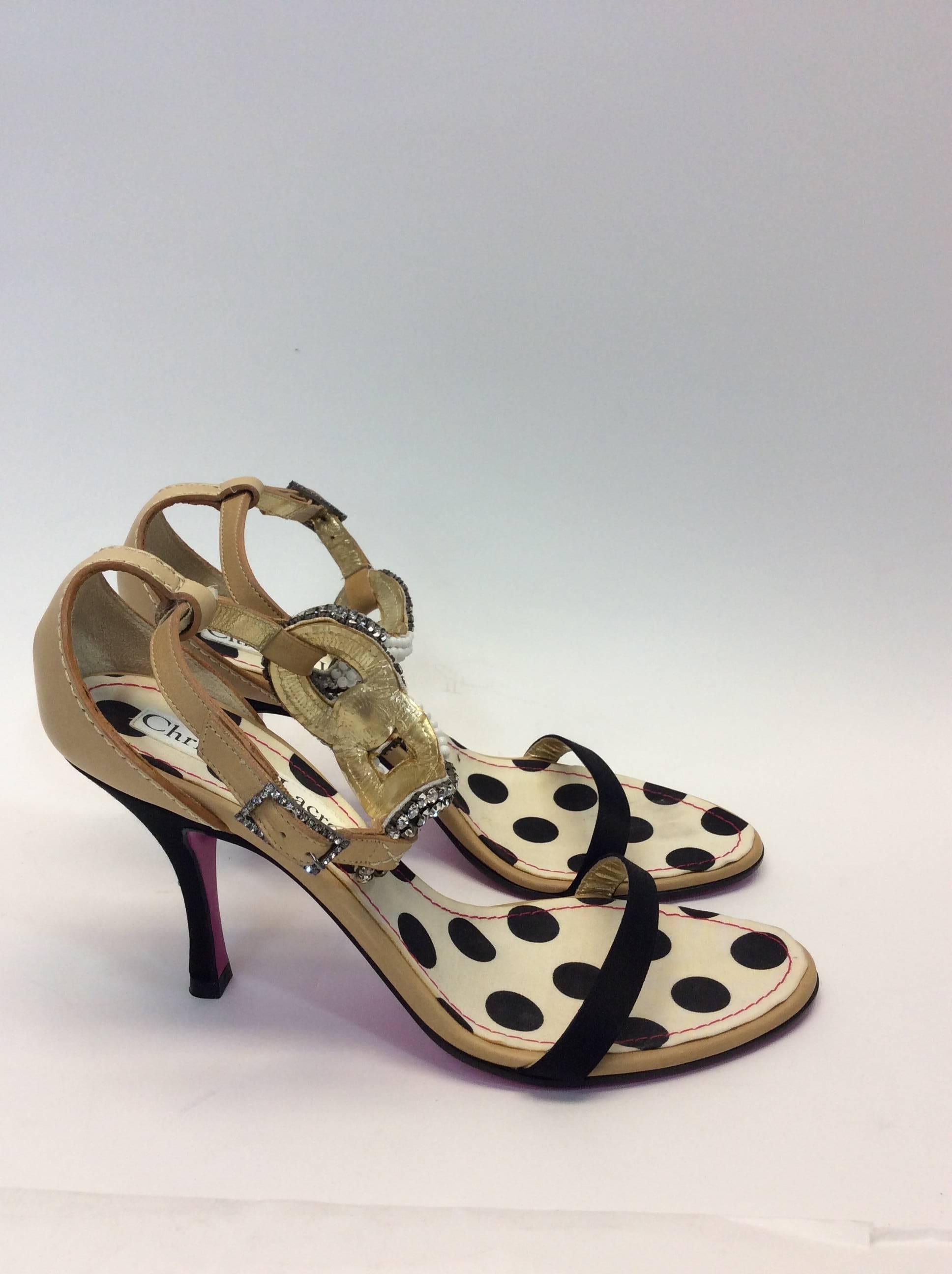 Christian Lacroix Rhinestone Beaded Strappy Heel In Excellent Condition For Sale In Narberth, PA