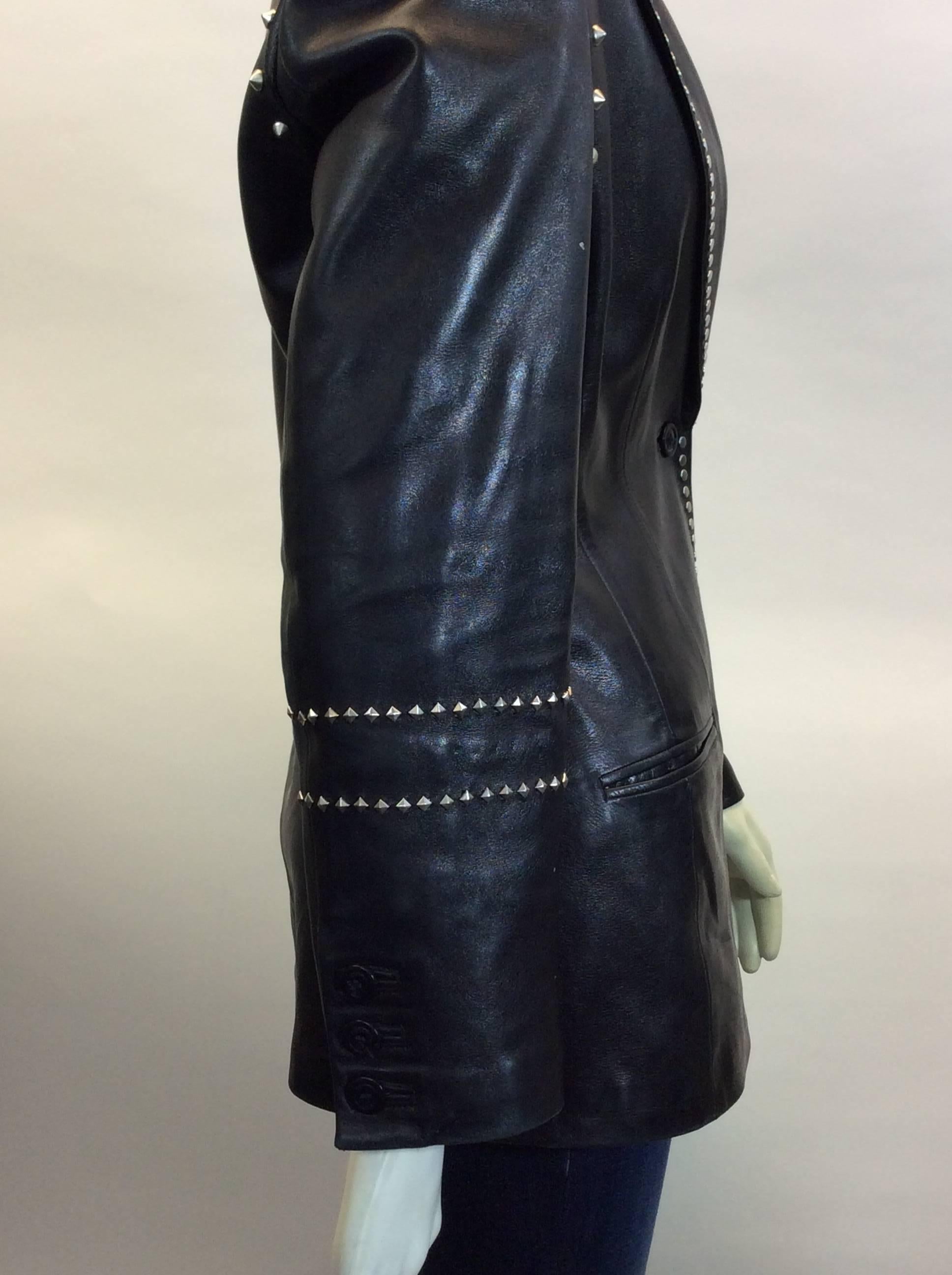 Gianni Versace Black Leather Studded Jacket 2