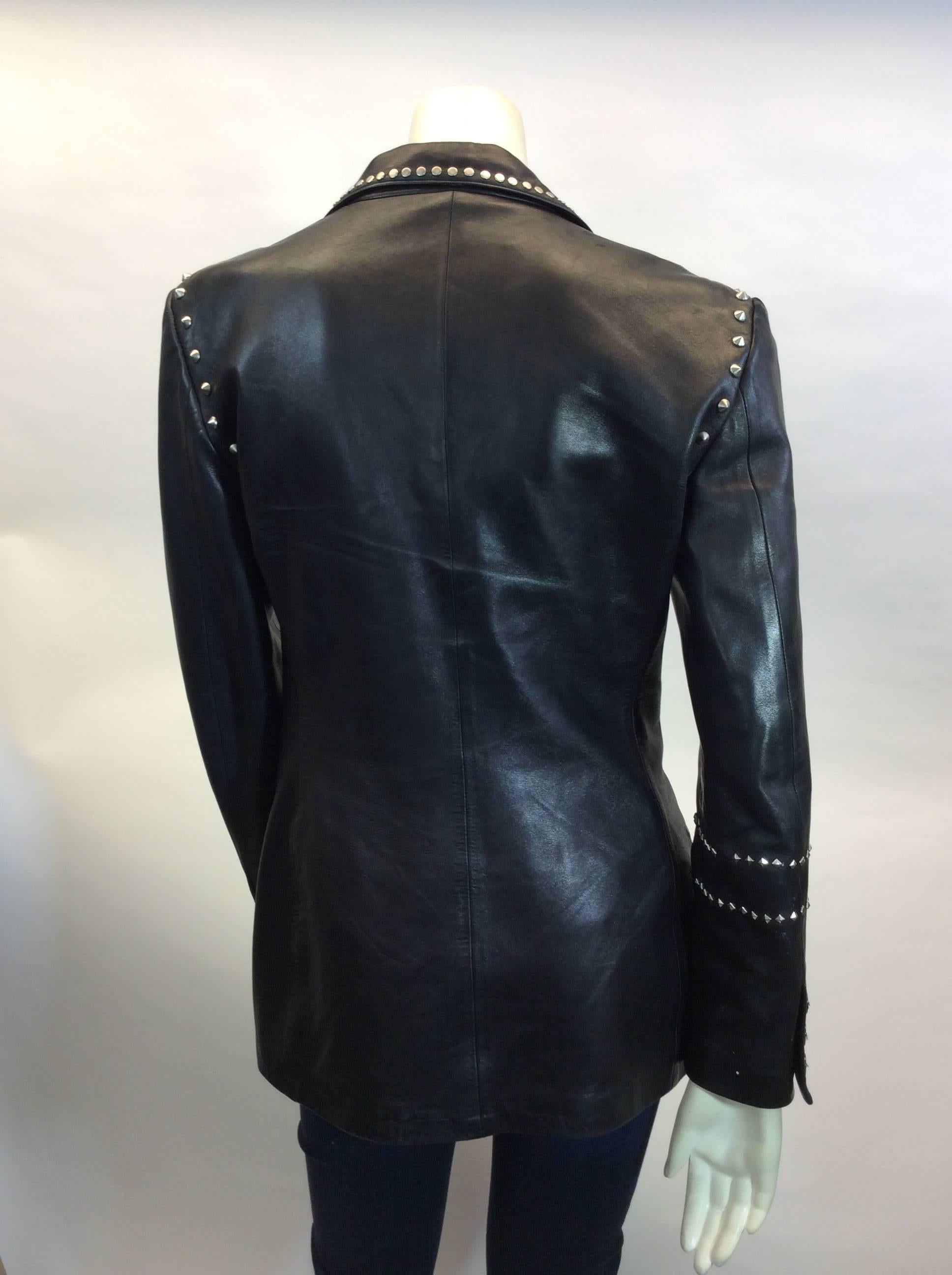 Gianni Versace Black Leather Studded Jacket 1