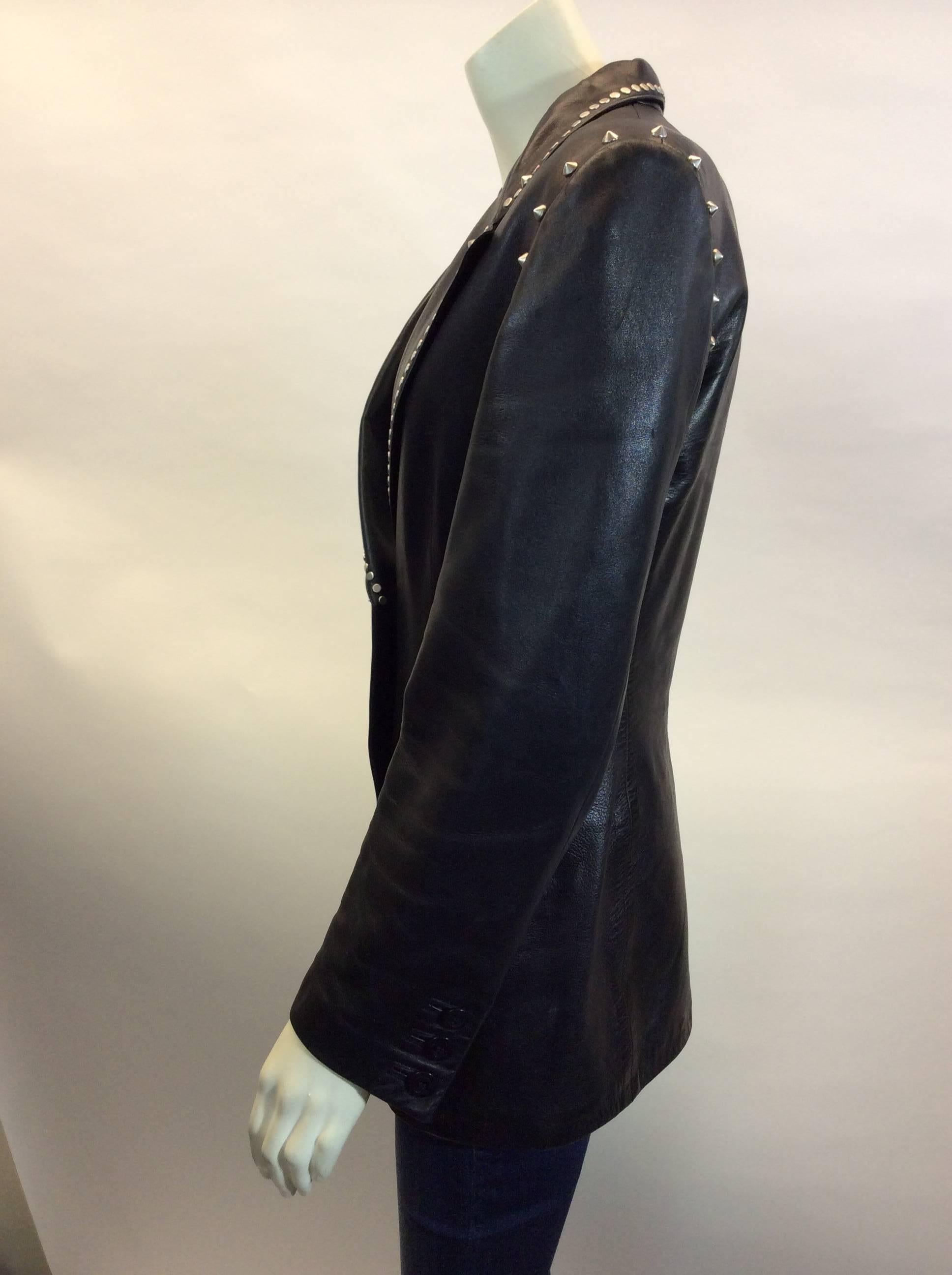 Gianni Versace Black Leather Studded Jacket In Good Condition In Narberth, PA